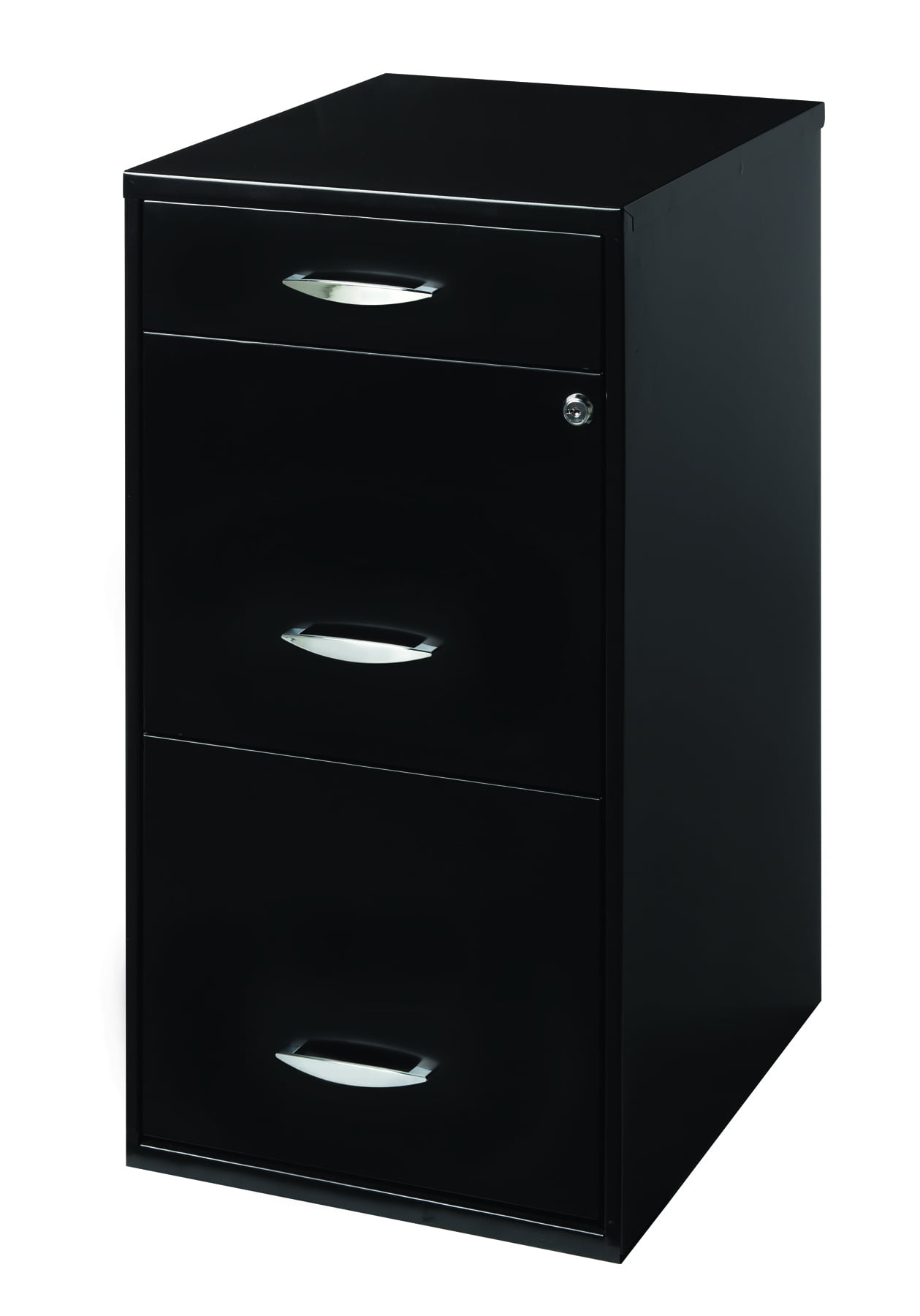 Space Solutions 3-Drawer File Cabinet with Pencil Tray, Black