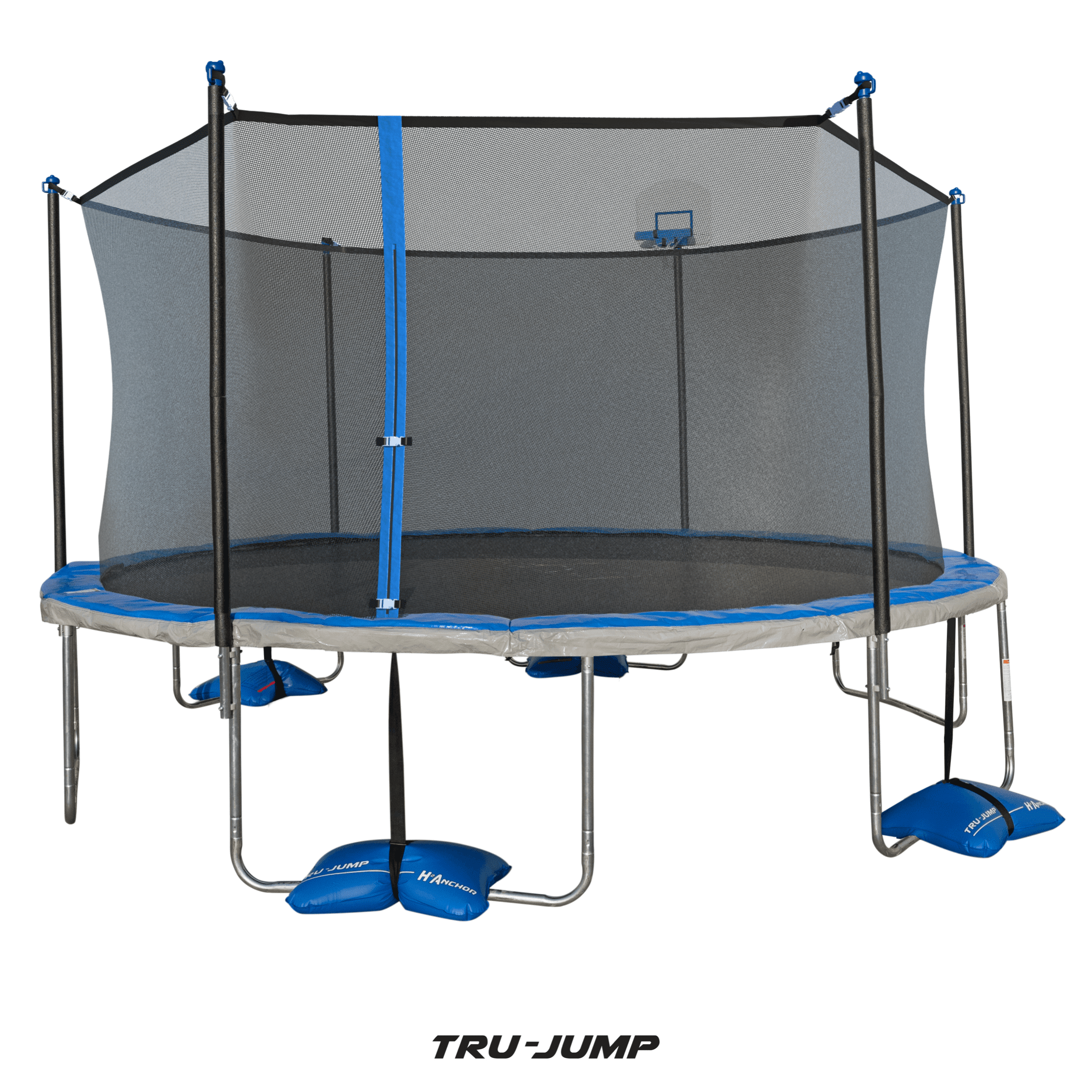Sportspower TruJump 15' Trampoline, with Water Anchors, Airdunk, and Enclosure, Blue