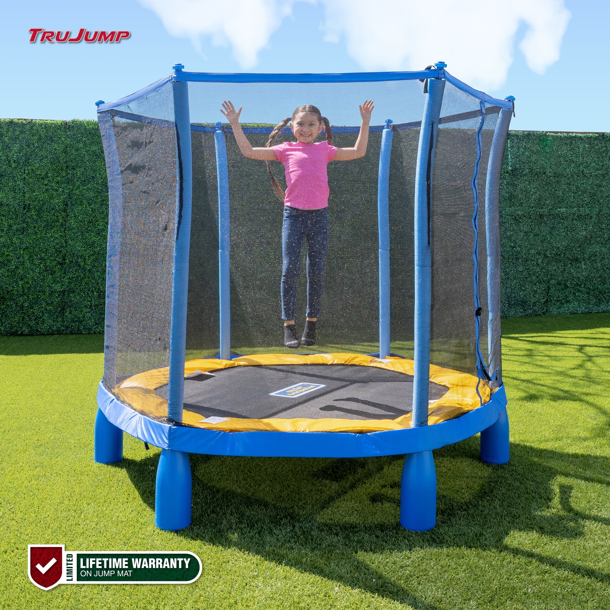 Sportspower TruJump 7FT My First Trampoline for Kids, Jump Mat comes with Lifetime Warranty