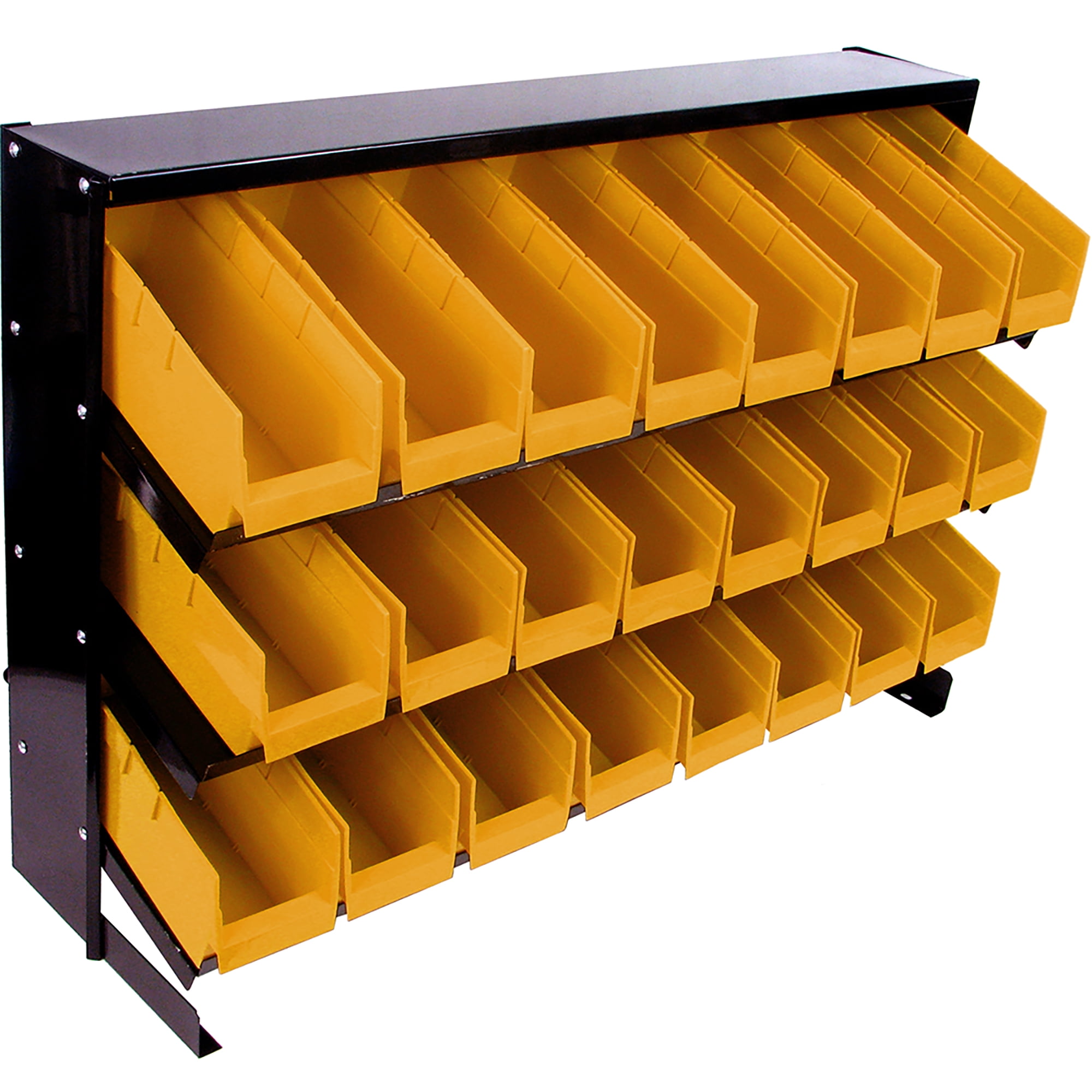 Stalwart Powder-Coated Steel Storage Rack with 24 Plastic Storage Bins