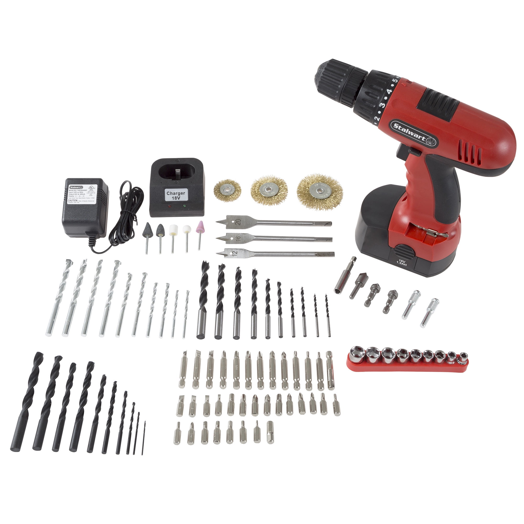 Stalwart W550031 18-Volt Ni-Cad Cordless Drill with 89-Piece Drill Set