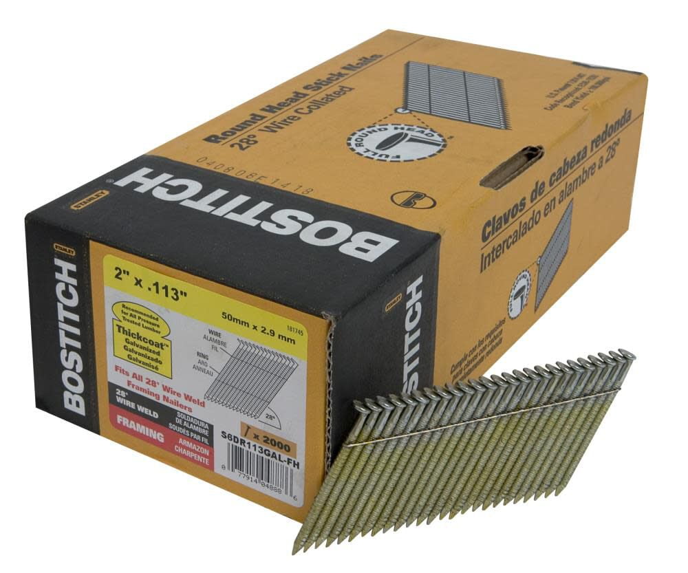 Stanley S6DR113GAL-FH Stick Frame Ring Nail, 2", 2M