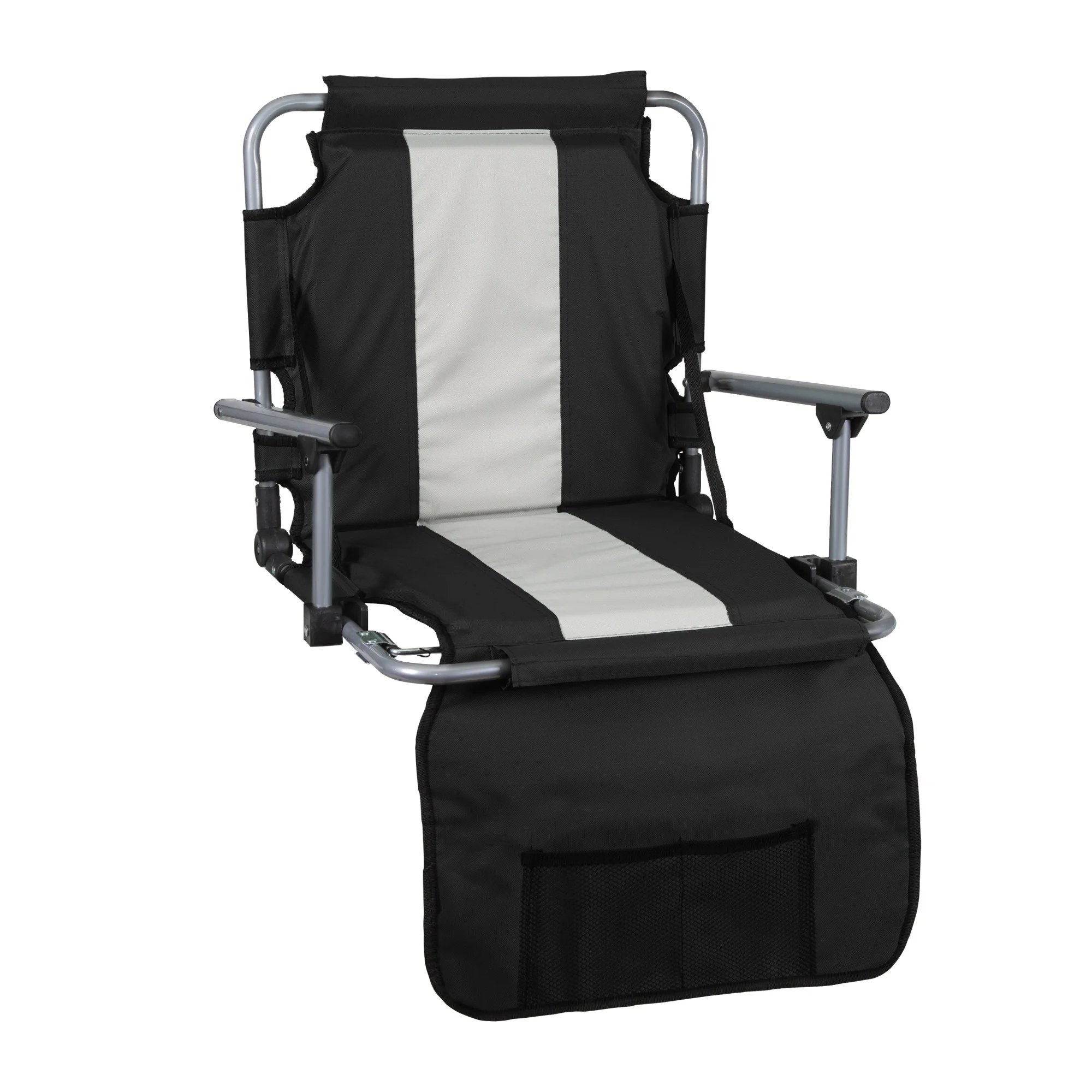 Stansport Tubular Frame Folding Stadium Seat with Arms - Black/Tan