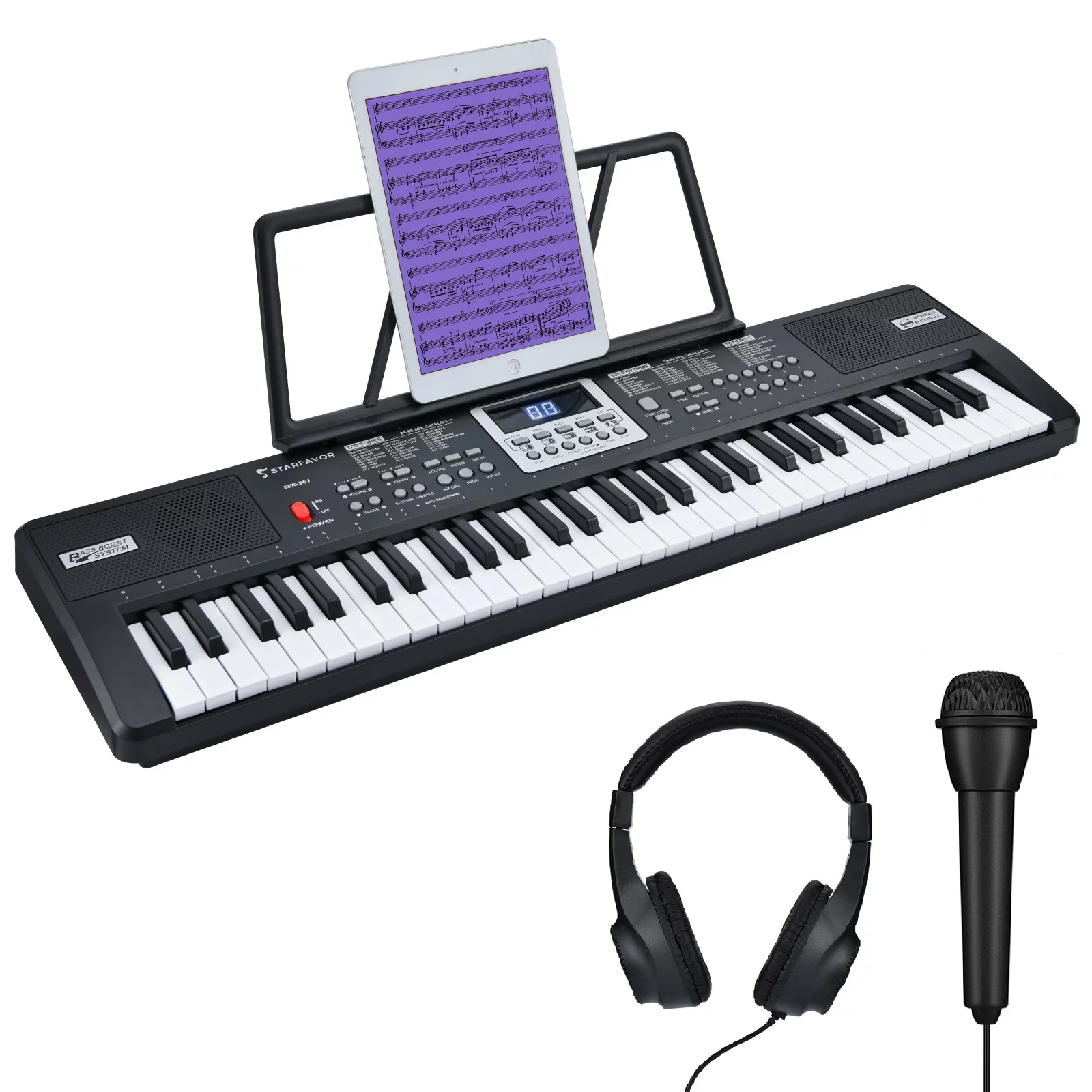 Starfavor 61 Key Kids Electric Keyboard Electronic Piano Small-Size-Key for Child Beginner SEK-361