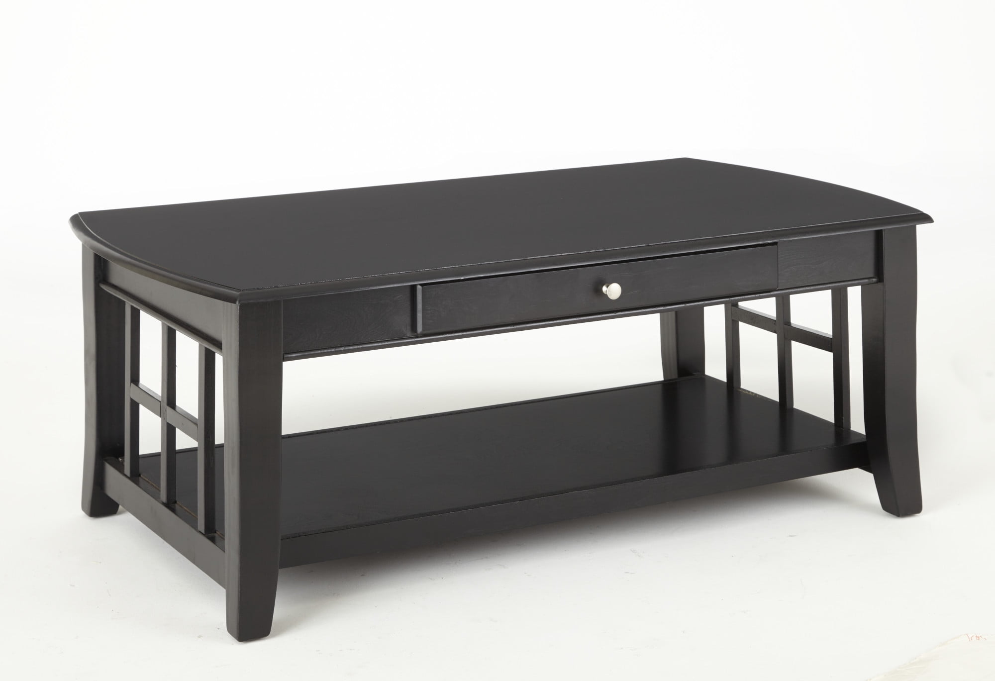 Steve Silver Cassidy Indoor Traditional with Storage and Shelf Rectangle Coffee Table, Black