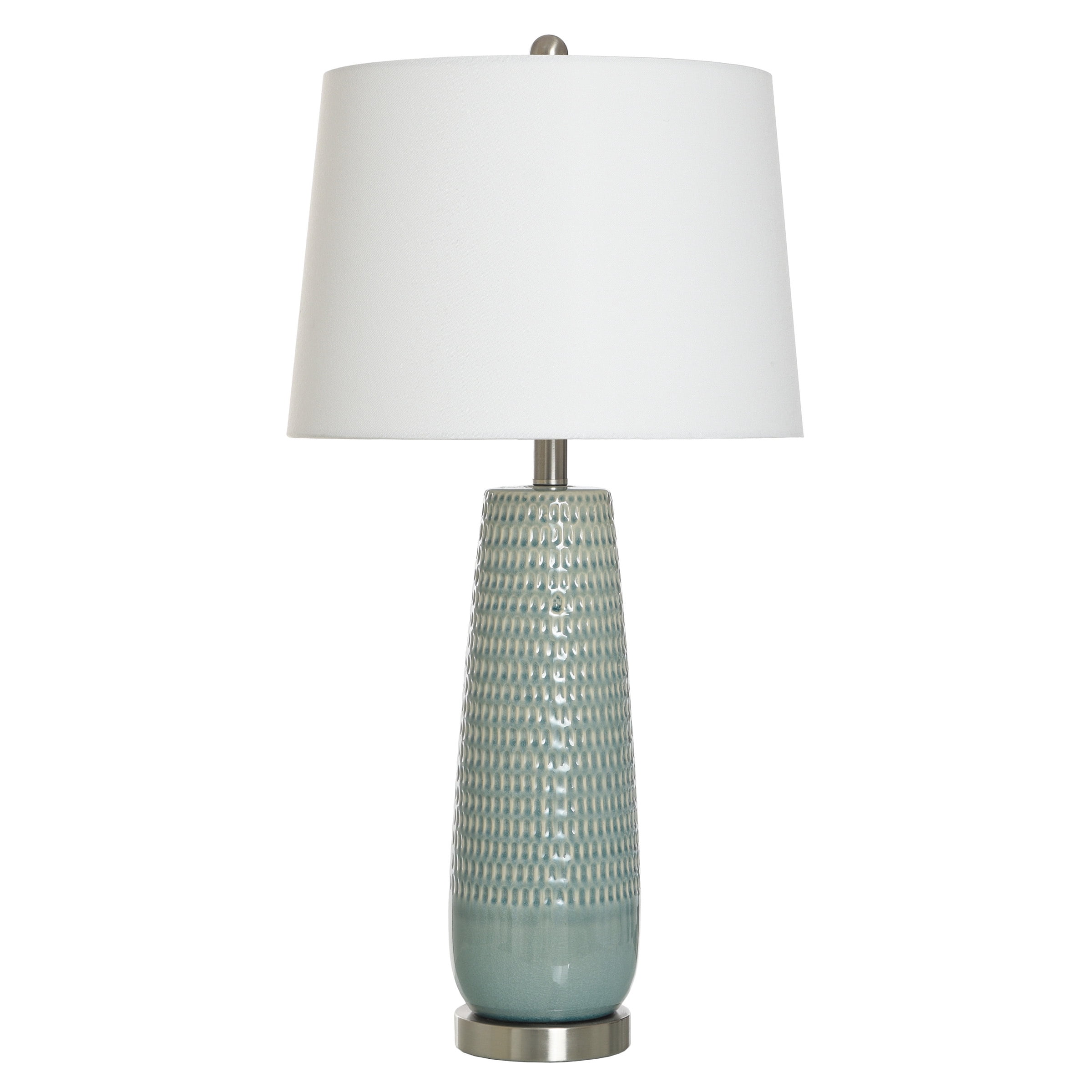 Starlite - Ceramic Table Lamp - Dimpled Luster Sage Finish - Off-White Shade
