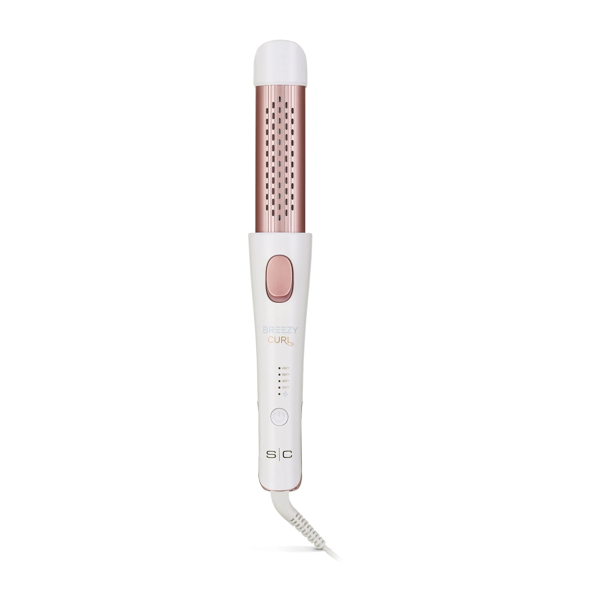StyleCraft Breezy Curl 2-in-1 Cool Air Hair Styler with Tourmaline Ionic Technology, White and Rose Gold