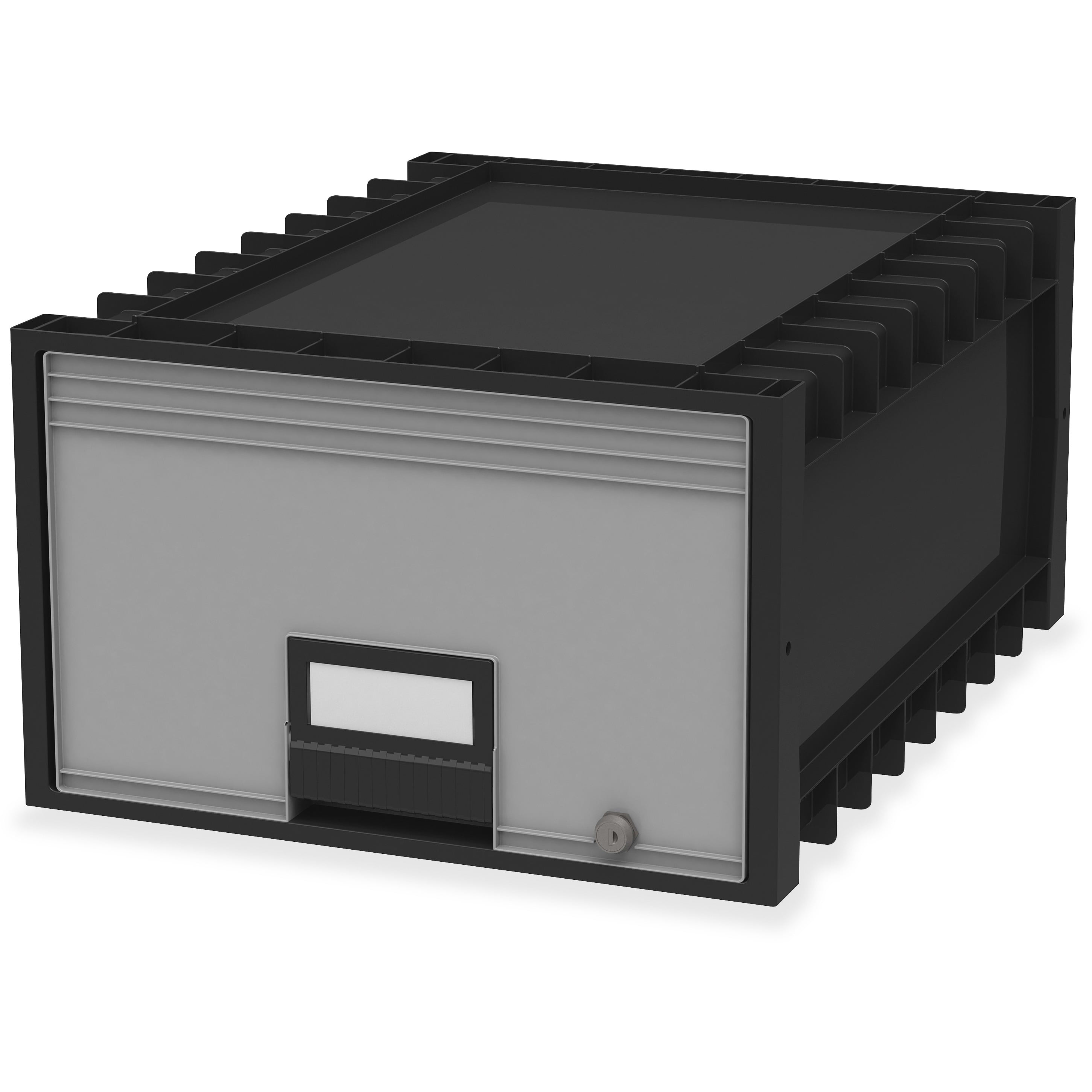 Storex Legal-Size Plastic Archive Drawer with Lock, 24 inch Depth, Black/Gray
