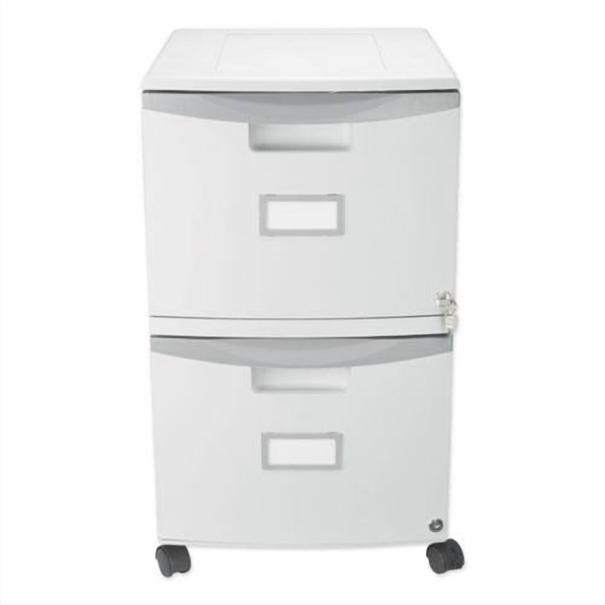 Storex Two-Drawer Mobile Filing Cabinet, 2 Legal/Letter-Size File Drawers, Gray, 14.75" x 18.25" x 26"