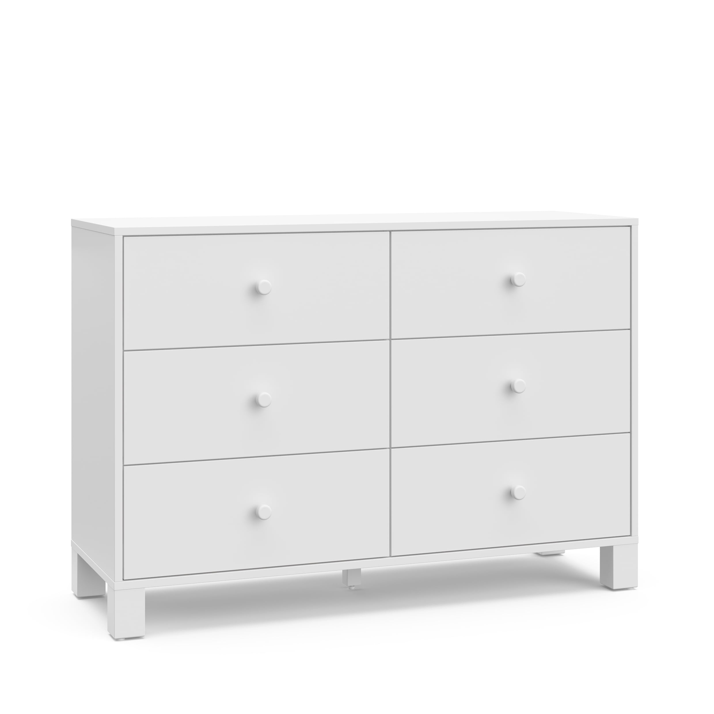 Storkcraft California 6 Drawer Nursery Wood Double Dresser, White