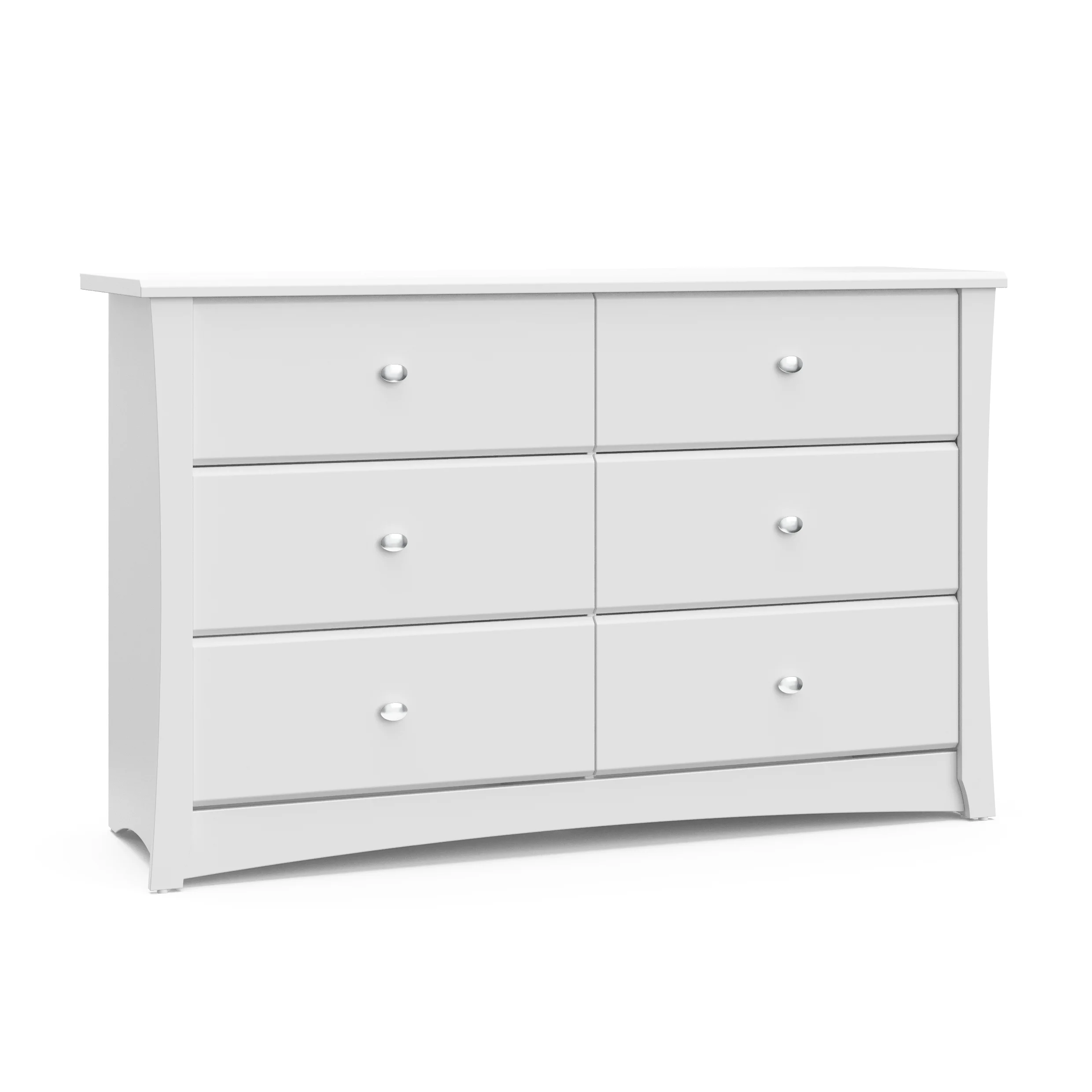 Storkcraft Crescent 6 Drawer Children's Nursery Double Dresser, White