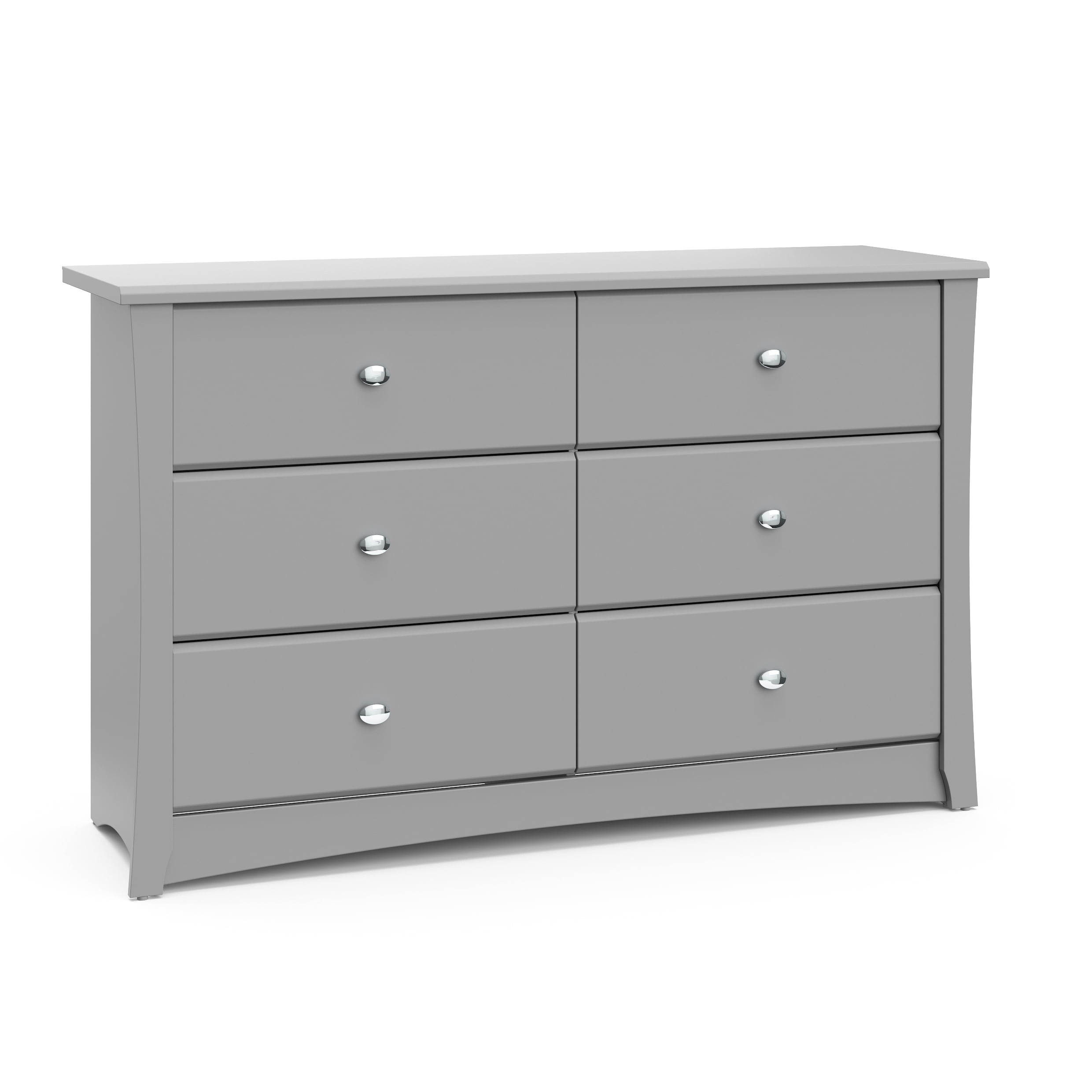 Storkcraft Crescent 6 Drawer Children's Nursery Double Dresser, Pebble Gray