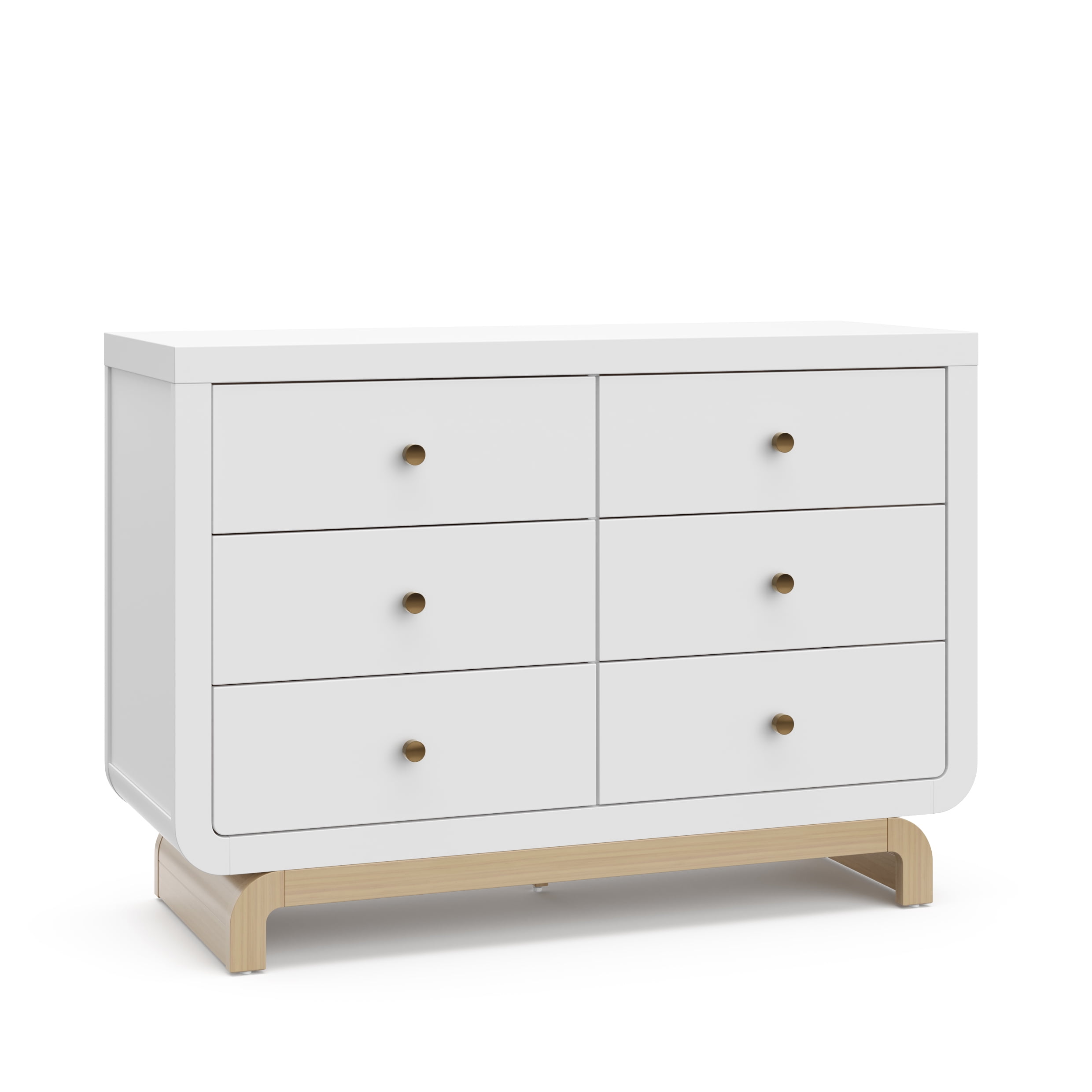 Storkcraft Santorini 6 Drawer Double Dresser, White/Driftwood