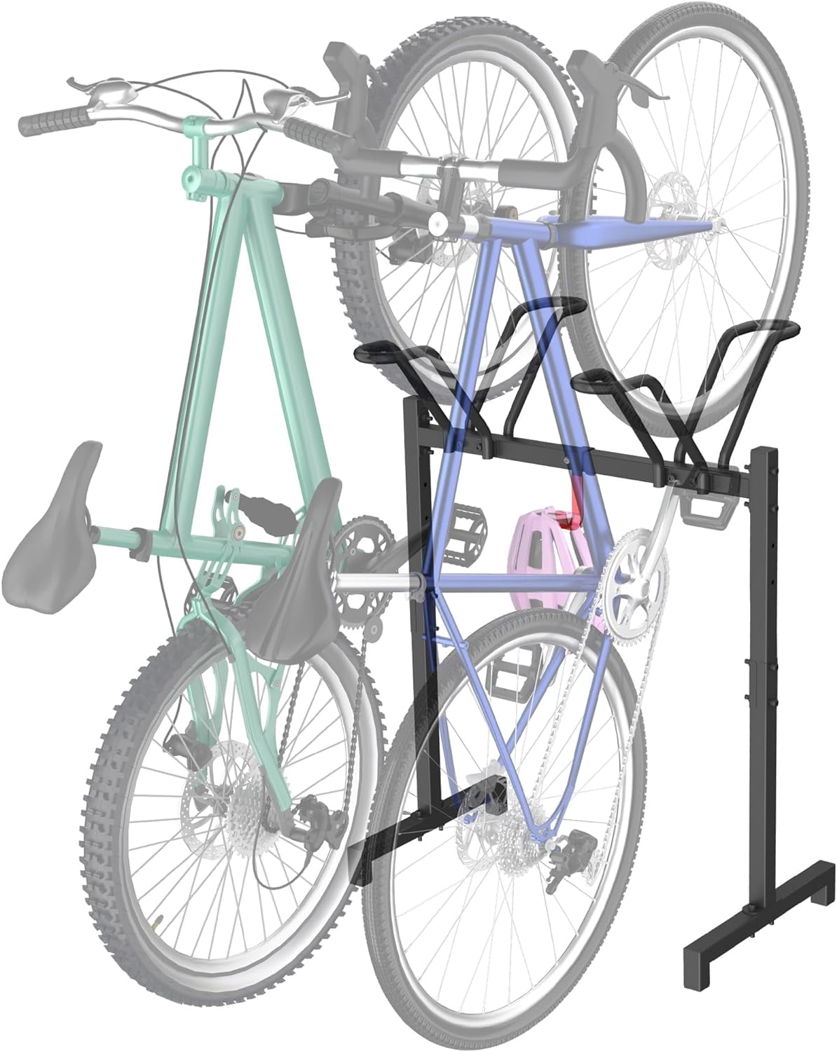 Sttoraboks Adjustable Bicycle Parking Rack with Hook, Metal Cycle Storage Rack, Black(2 Bicycle)