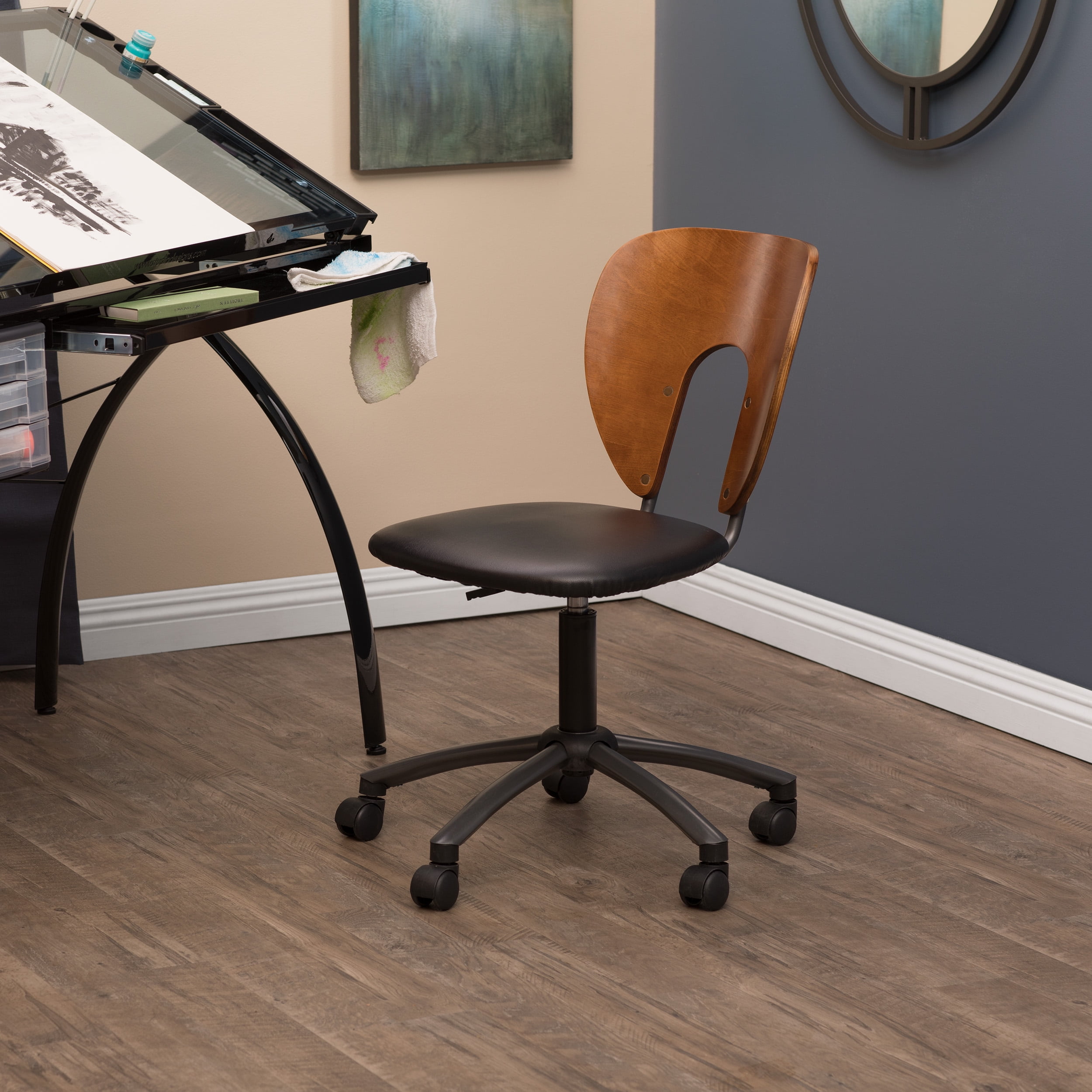 Studio Designs Ponderosa Wood Back Office Chair in Sonoma Brown / Black