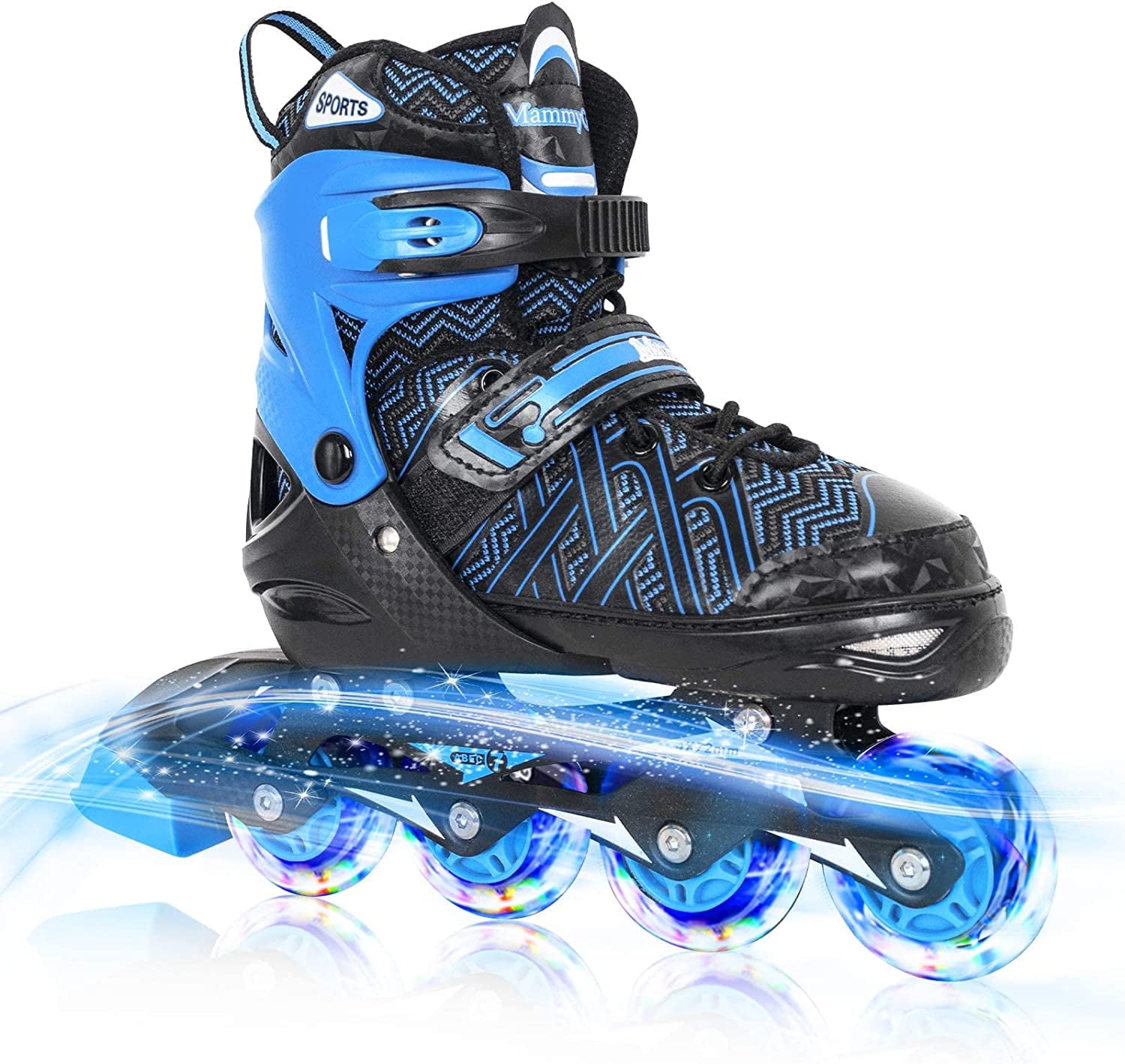 SubSun Boys Inline Skates for Kids Girls with Light Wheels Adjustable Blue Medium(US 1-4)