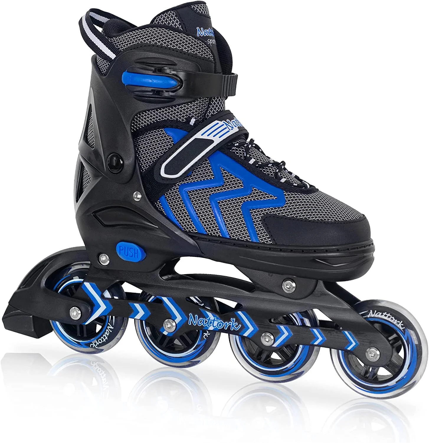 SubSun Inline Skates for Adults Men Women Adjustable Aggressive Durable Roller Blades with Giant Wheels Blue S