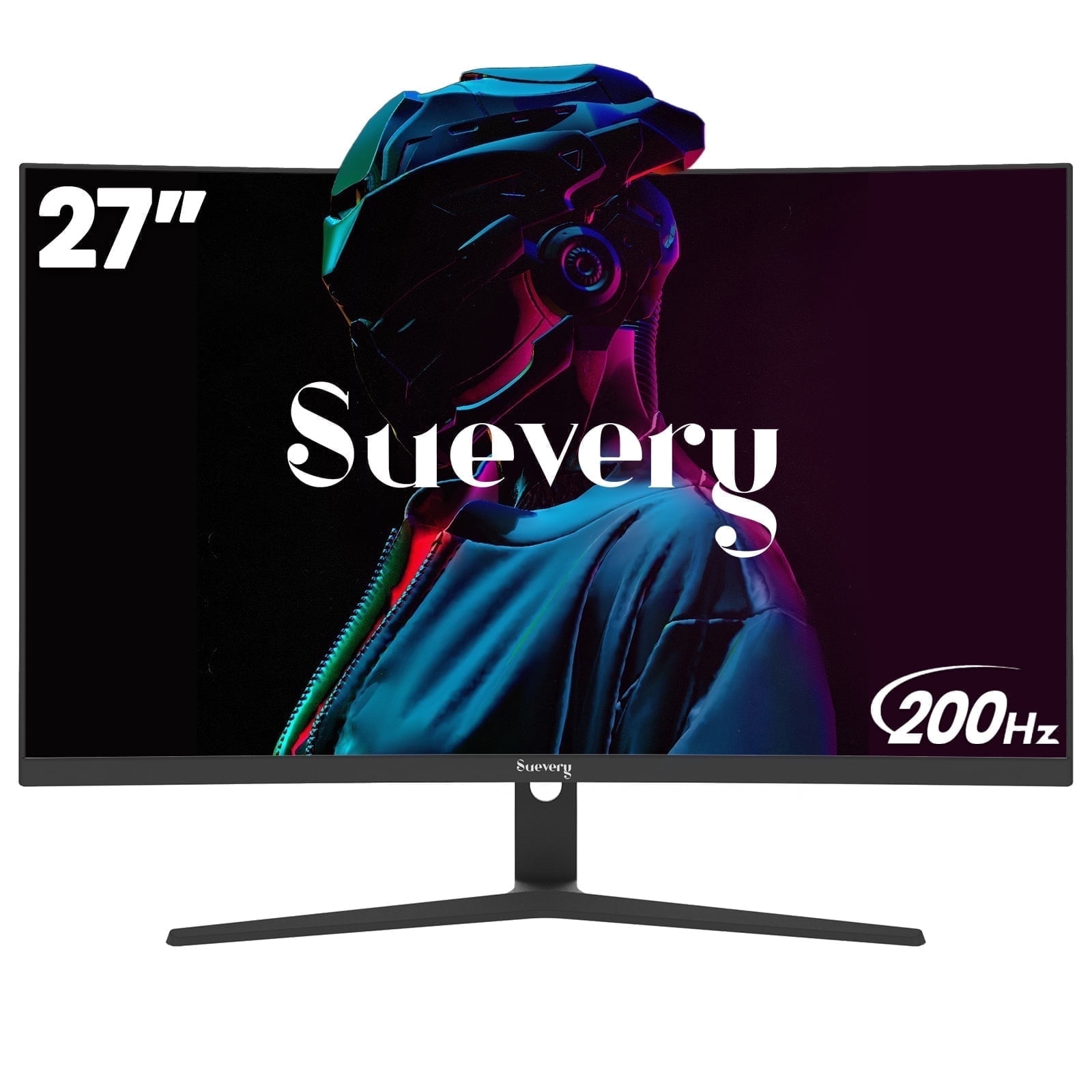 Suevery 27 Inch Curved Gaming Monitor, FHD 1080P/200Hz, 1500R, FreeSync, Frameless Design, HDMI/DisplayPort, Black