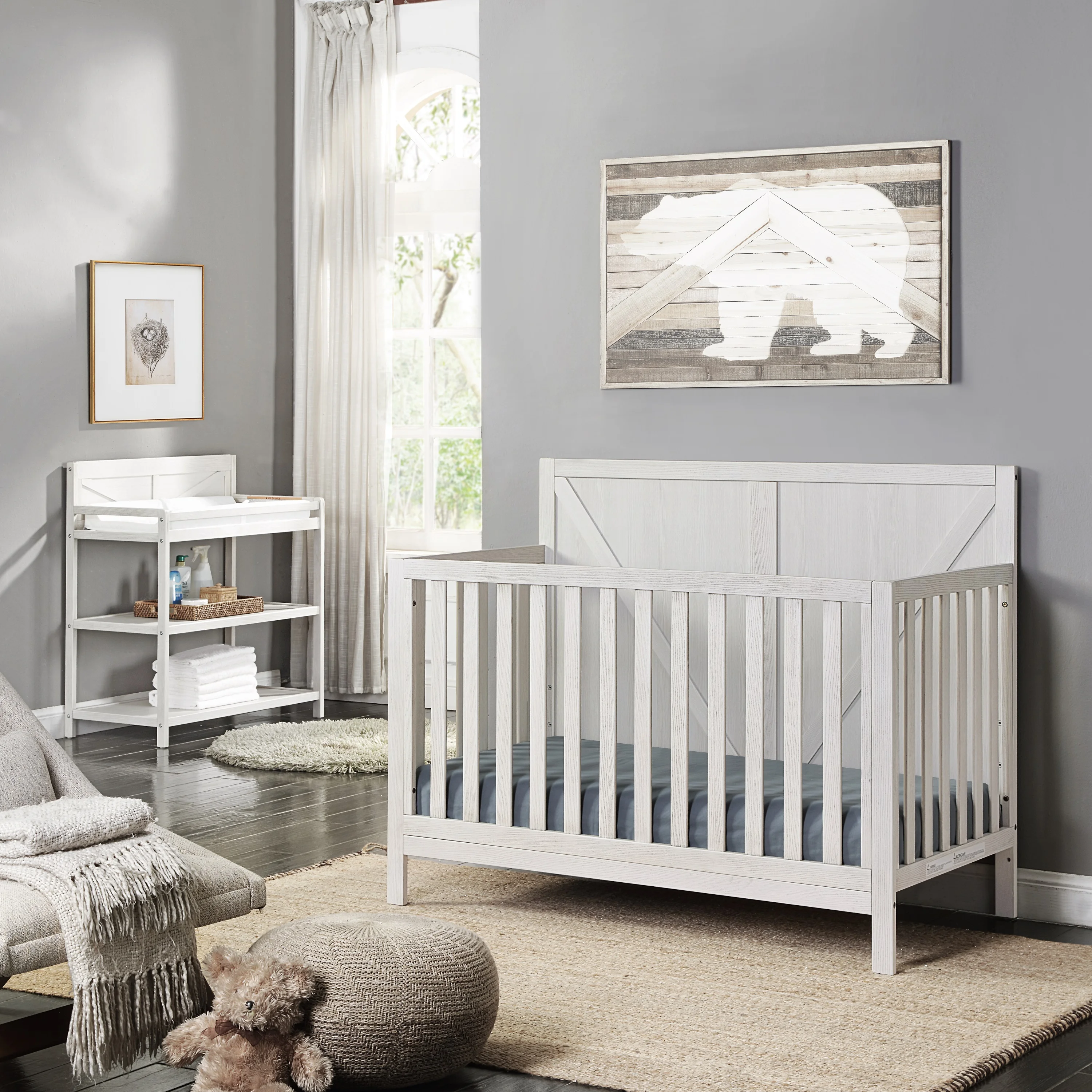 Suite Bebe Barnside Lifetime 4-in-1 Crib, Washed Gray