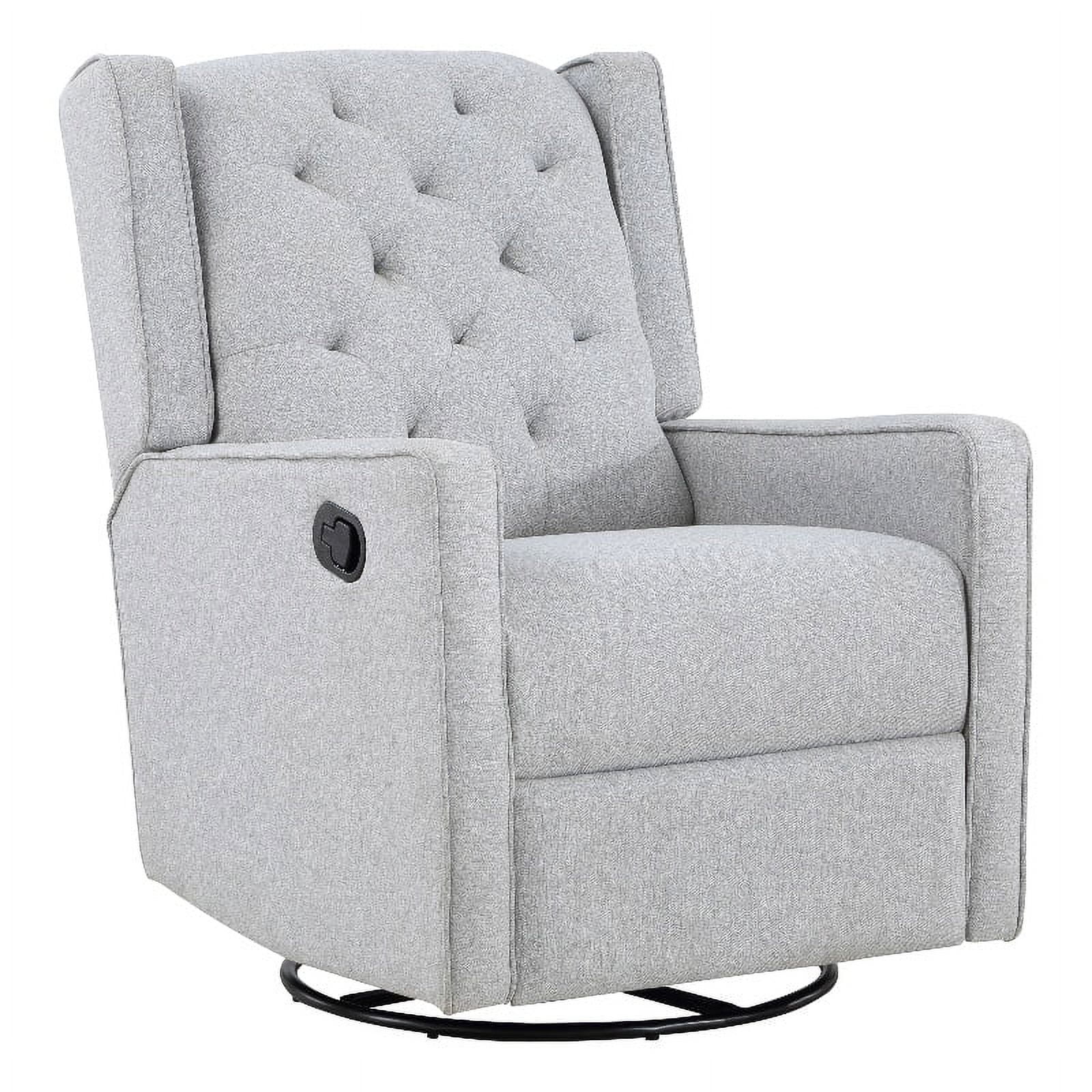 Suite Bebe Bryton Fabric Tufted Gliding Swivel Recliner in Brushed Tweed