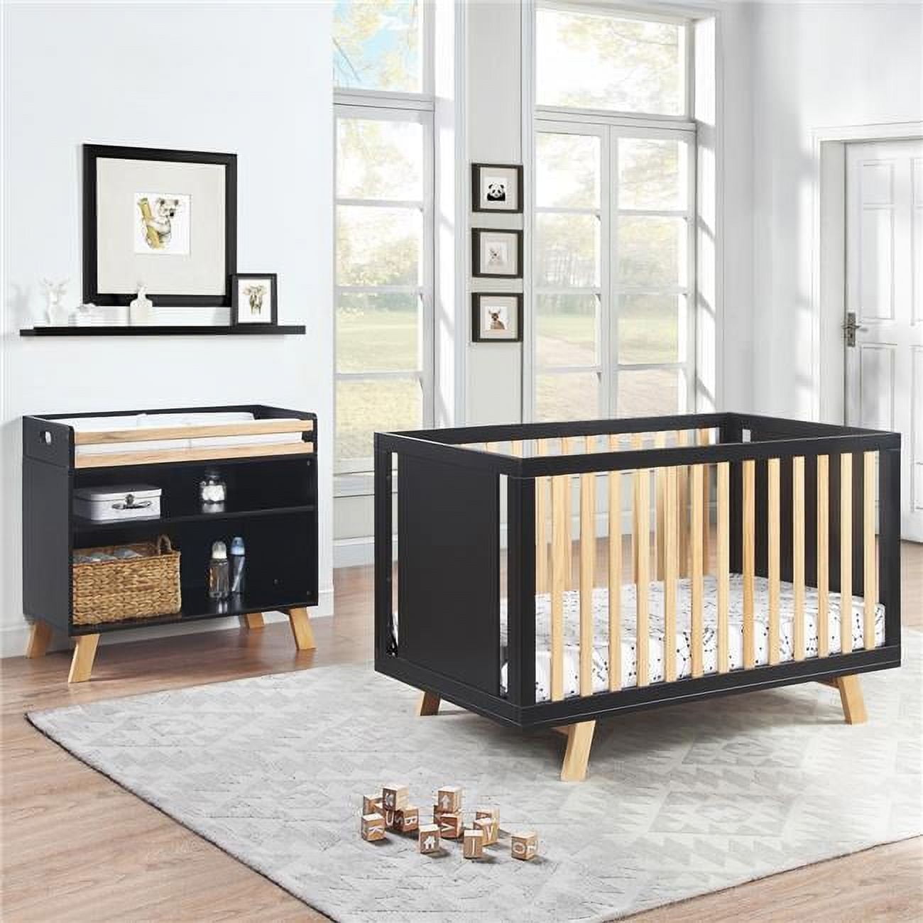 Suite Bebe Livia 4-in-1 Convertible Crib in Black/Natural