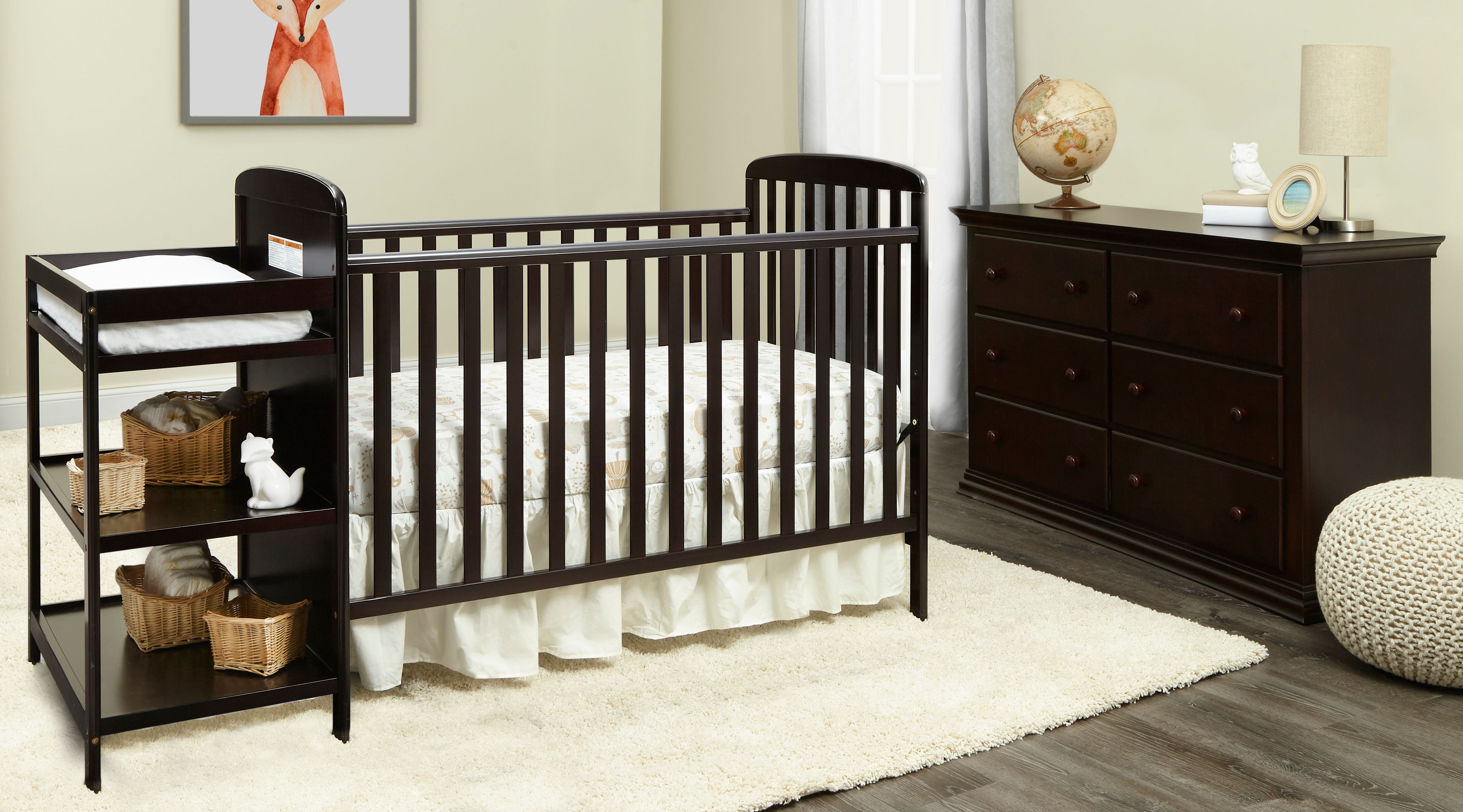 Suite Bebe Ramsey 3-in-1 Convertible Crib and Changer, Espresso Finish
