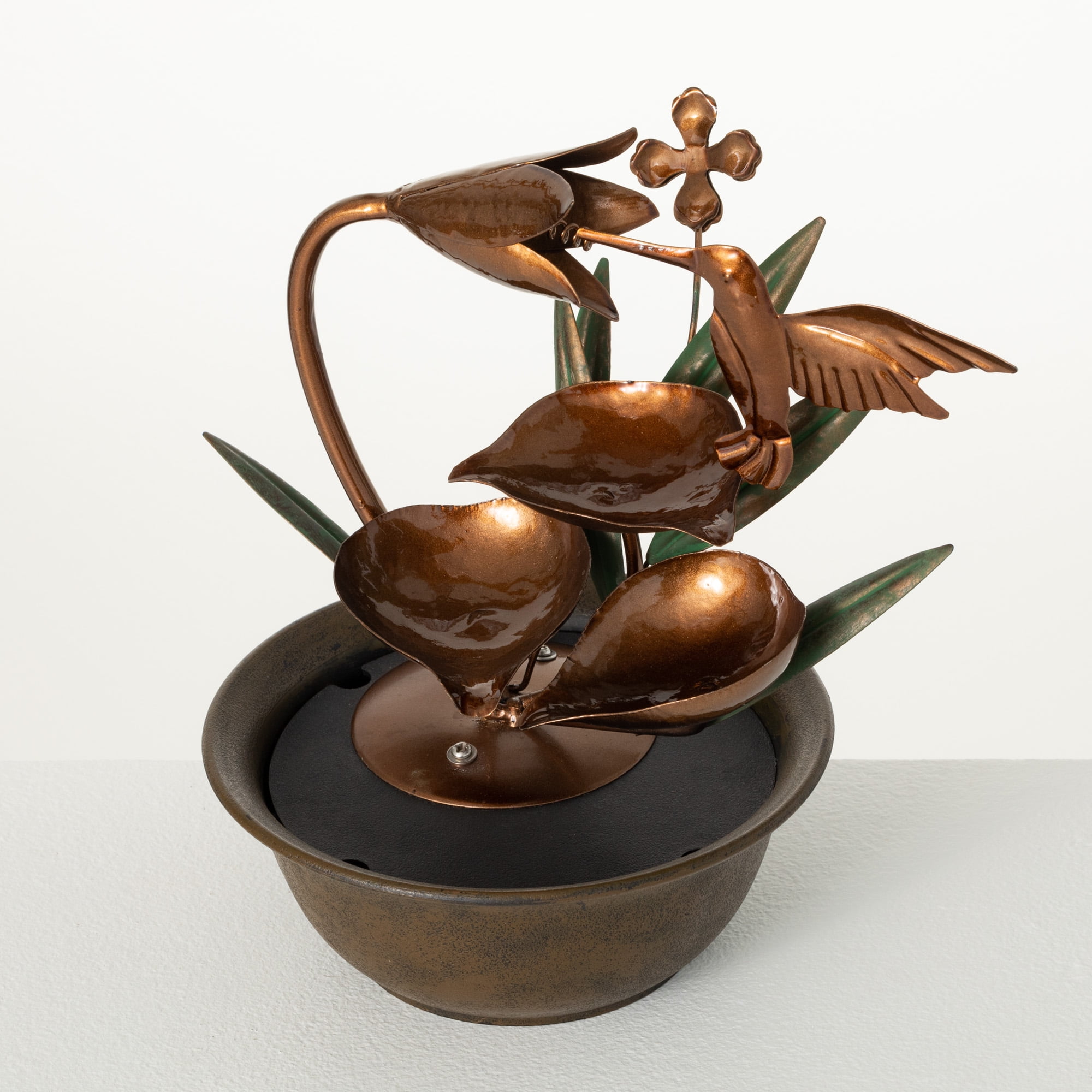 Sullivans 10.5" Indoor Copper Hummingbird Fountain