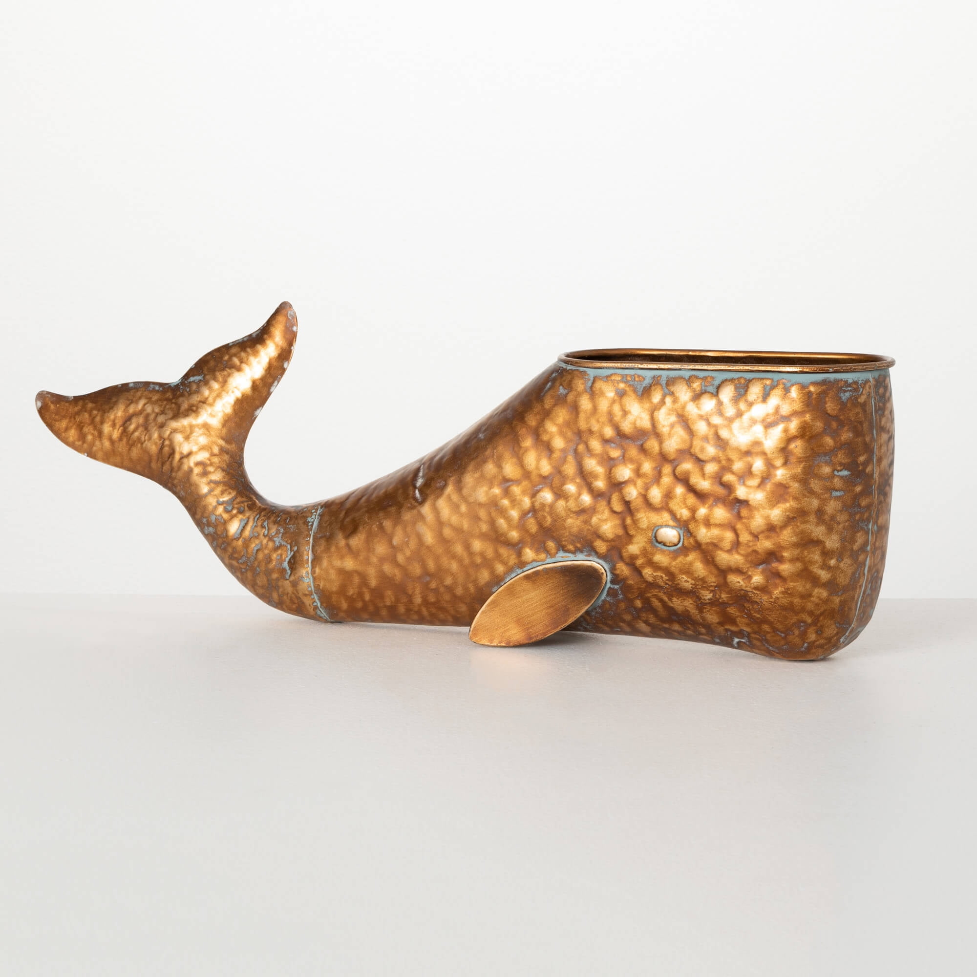 Sullivans 8" Happy Bronze Whale Planter, Metal