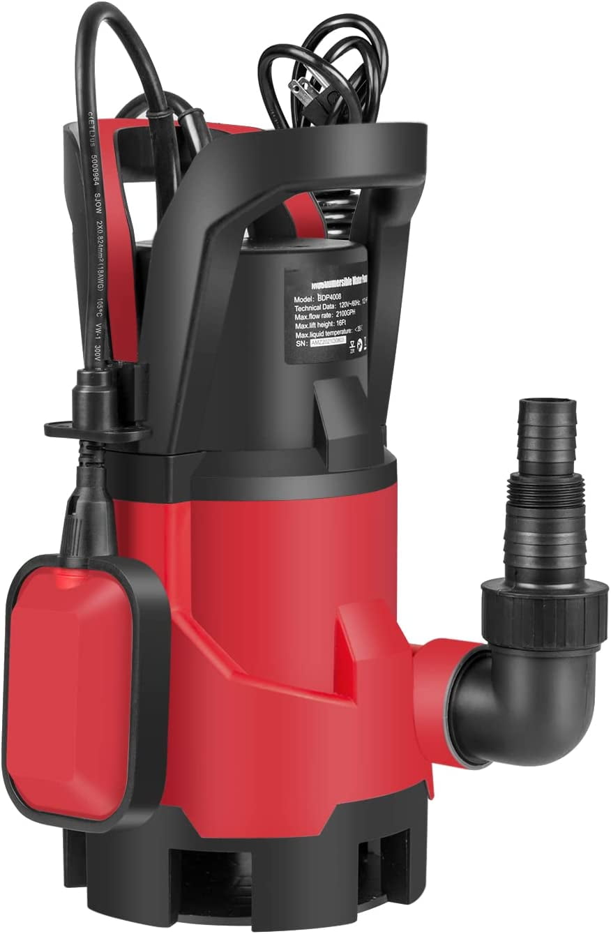 Sump Pump ,1HP Submersible Electric Water Pump with 3700GPH Automatic Float Switch for Pool Draining Hot Tub Flood Drain and Irrigation