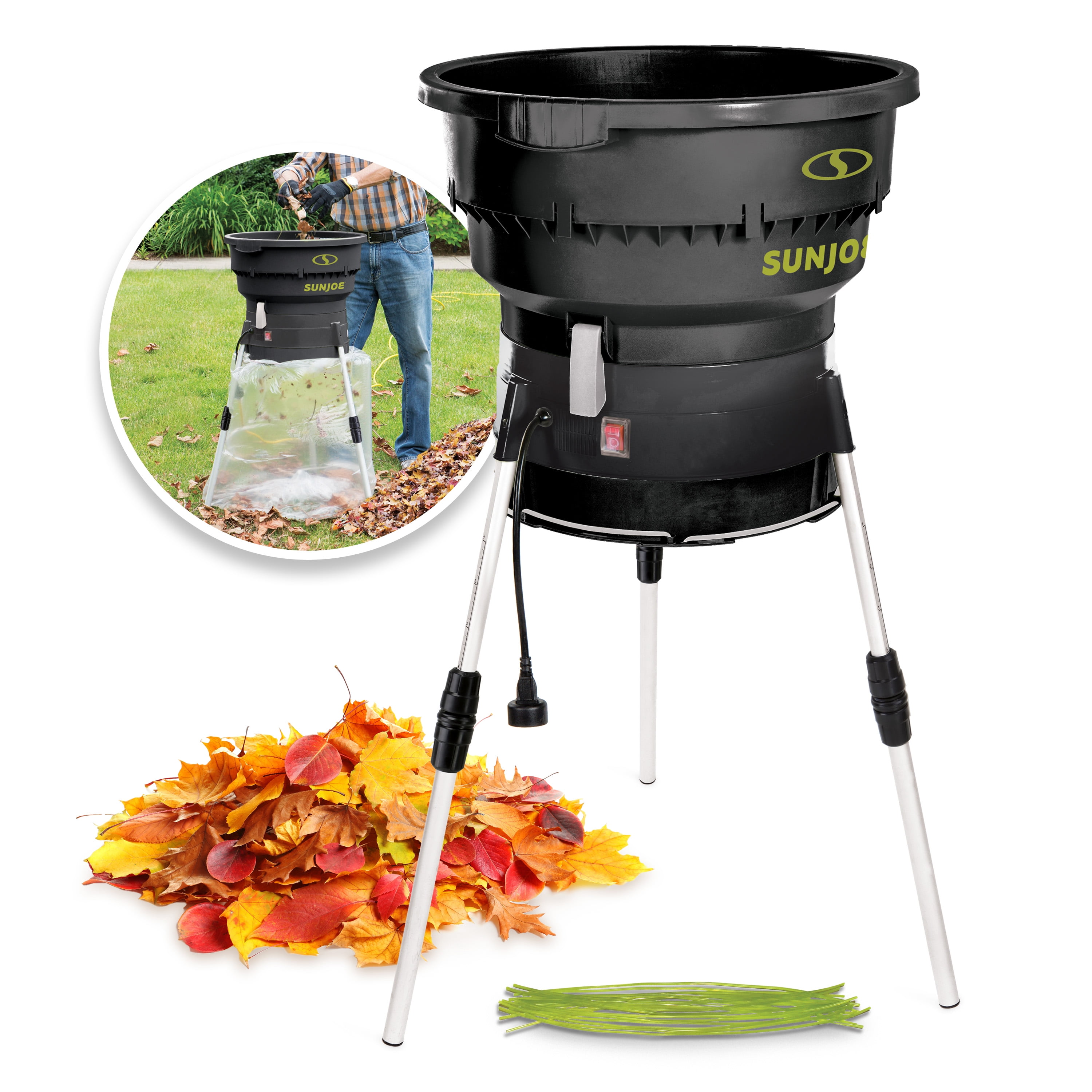 Sun Joe Electric Leaf Mulcher/Shredder 13 Amp with Adjustable Control Dial, Black, SDJ616