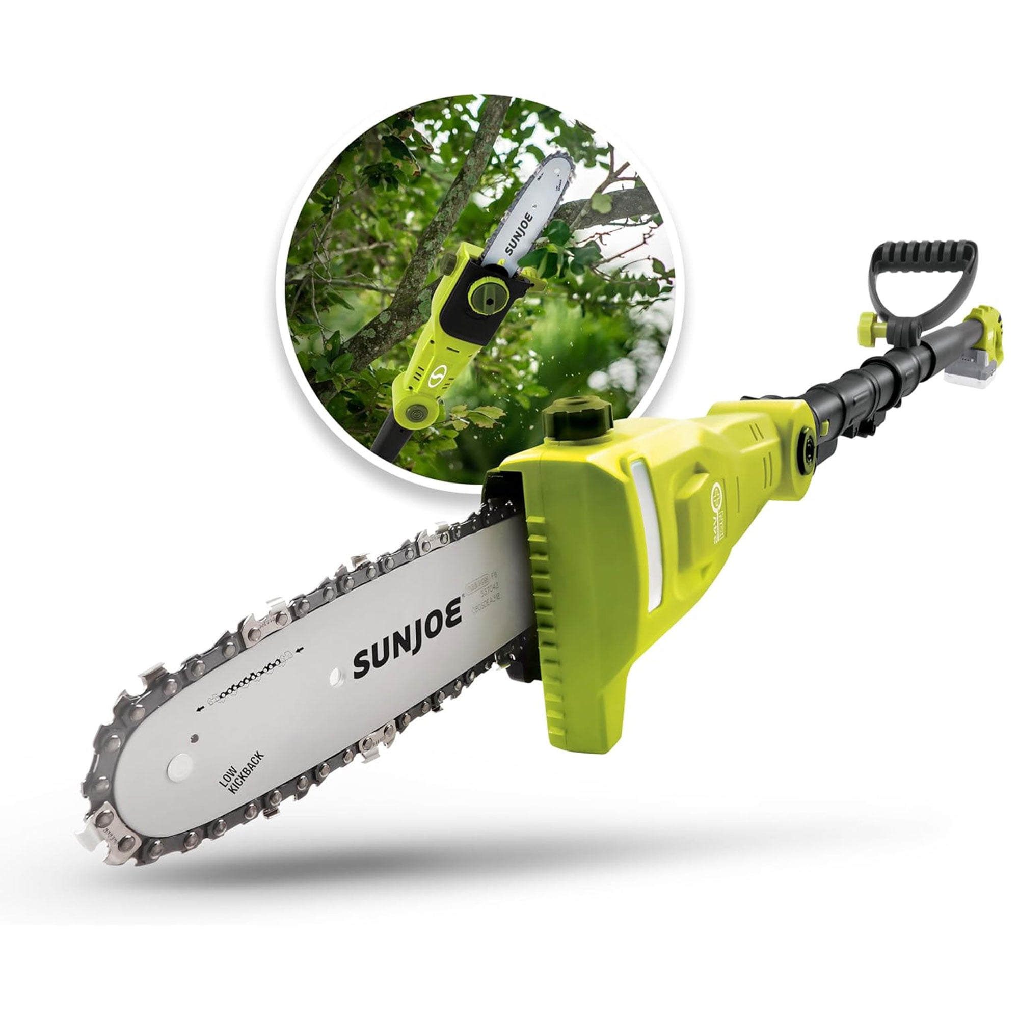 Sun Joe 24V Cordless Pole Chainsaw Electric Telescoping Tree Trimmer, Green, 24V-PS8-LTE