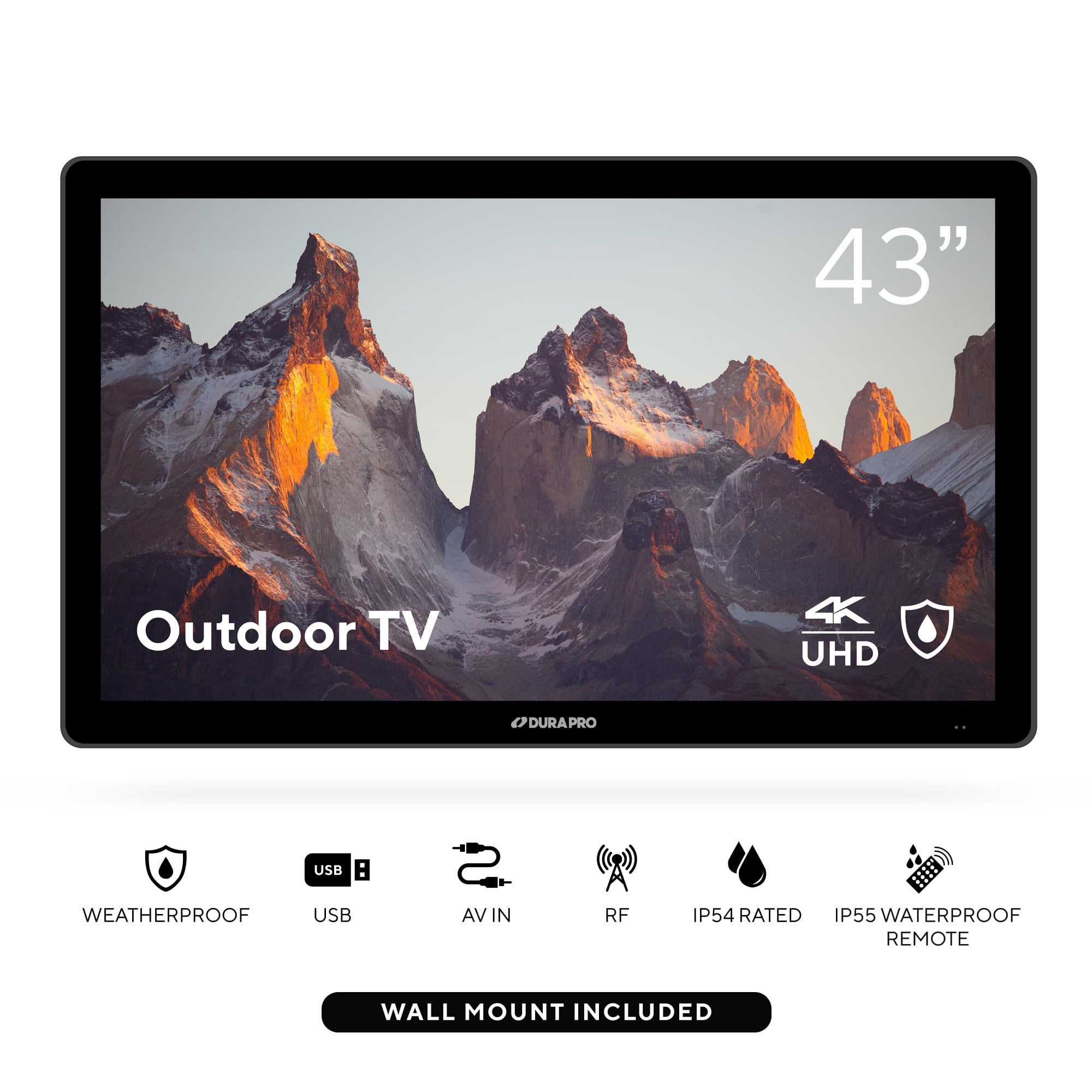 Suncast 43" Outdoor Partial Shade 4K UHD LED TV with Waterproof Remote + Compatible Wall Mount (SNCT4300)