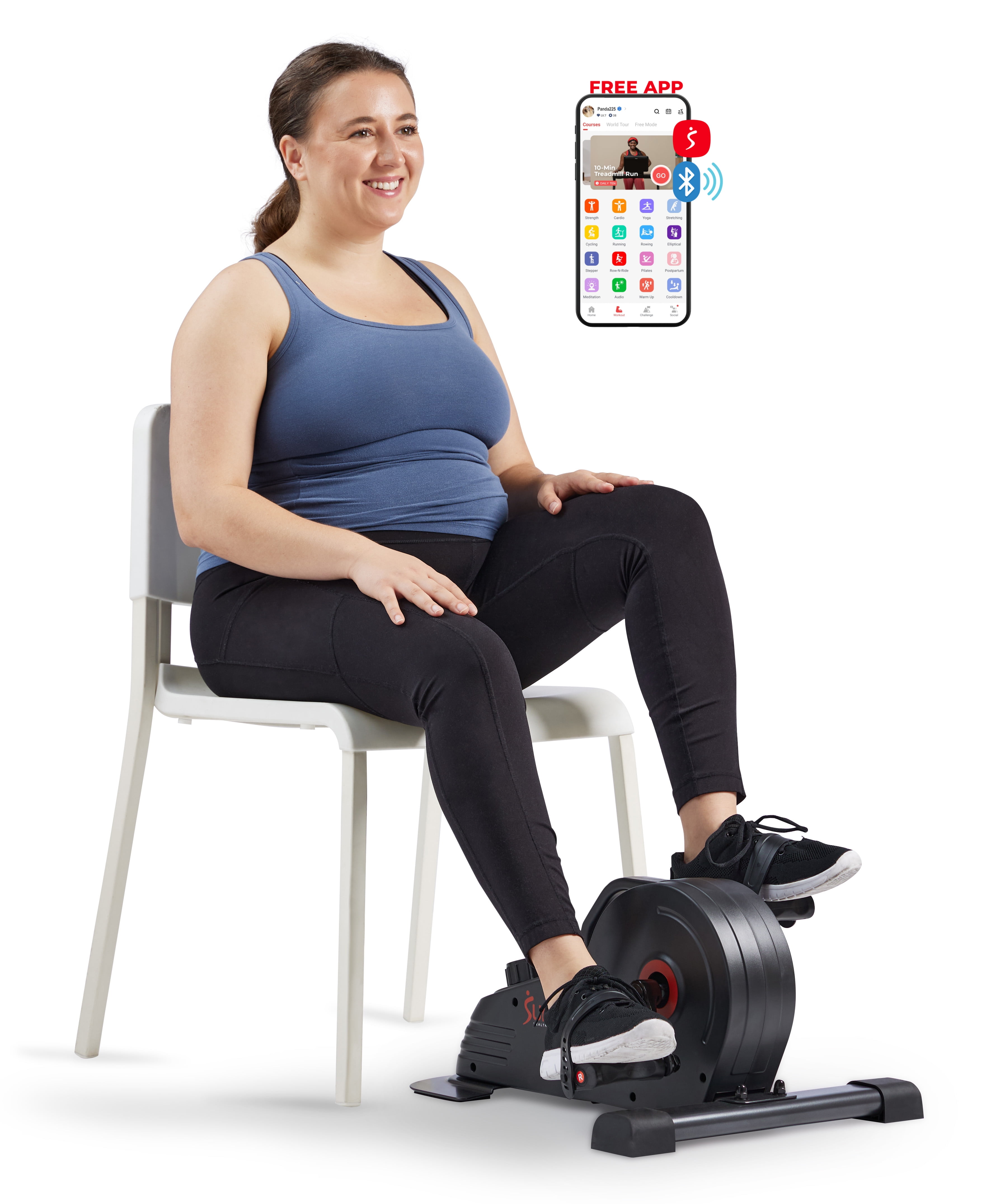 Sunny Health & Fitness Dual-Function Arm / Leg Under-Desk Mini Bike, Portable Cardio Peddler for Home Office, Cycle Exerciser for Seniors, w Connected SunnyFit® App Free Membership – SF-B0891SMART