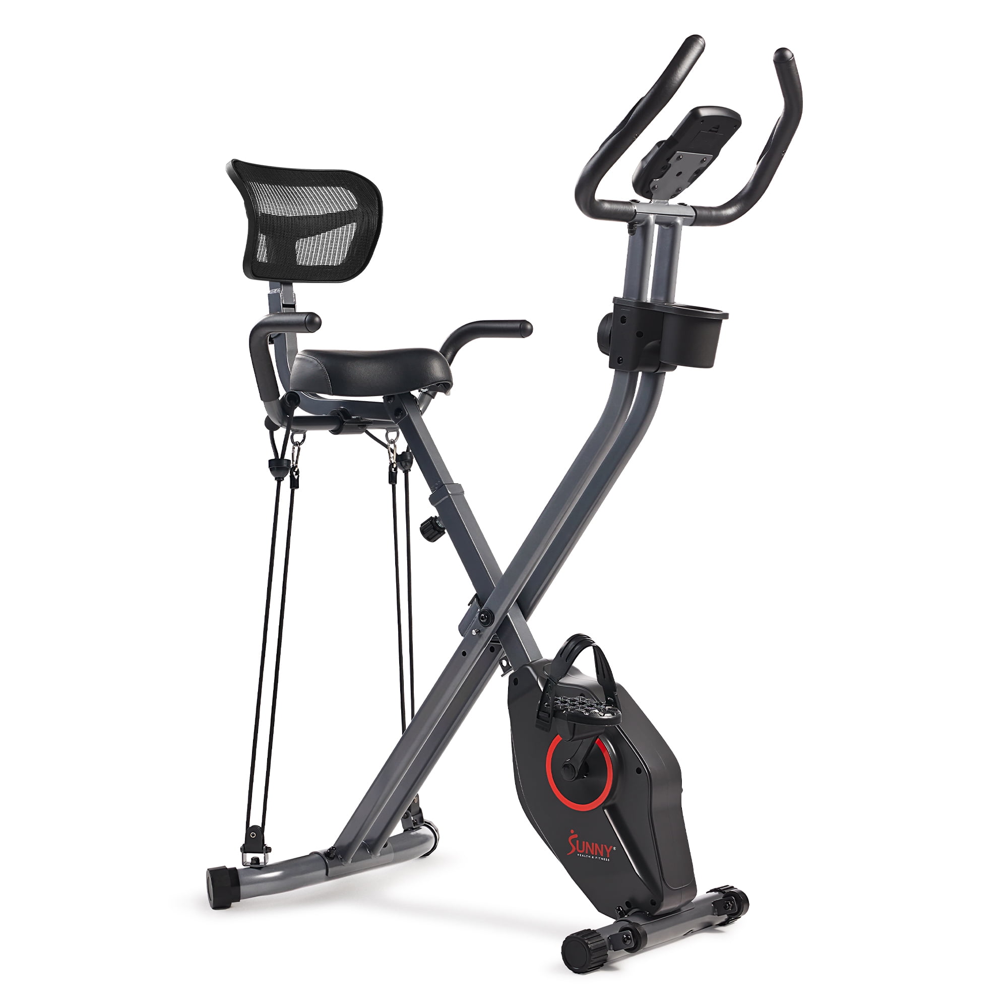 Sunny Health & Fitness Full Body Foldable Magnetic X-Bike Pro w Bluetooth & Free SunnyFit® App Membership - SF-B223012