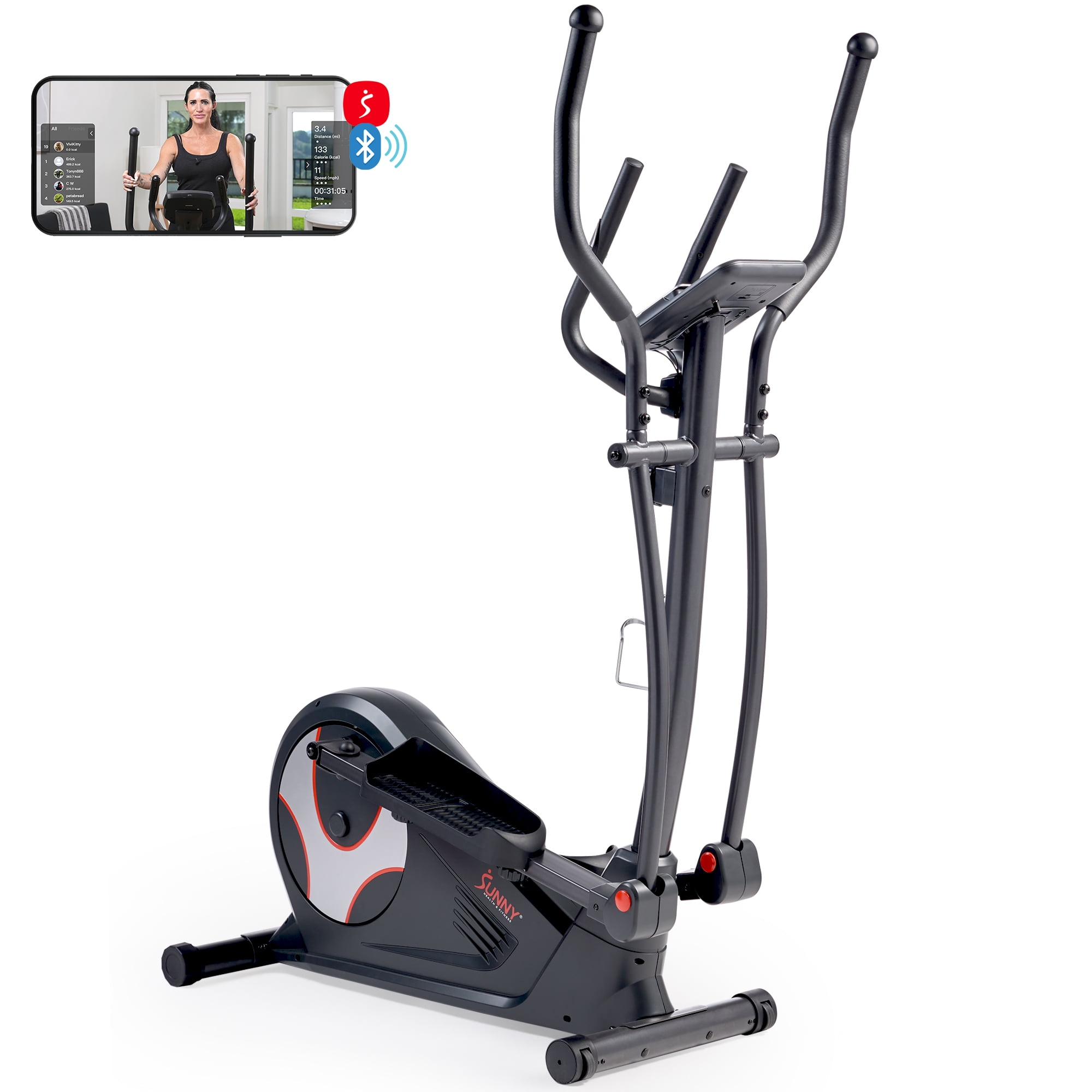 Sunny Health & Fitness Endurance Elliptical Trainer, 300LB Capacity & 15-Level Magnetic Resistance w Smart Bluetooth & FREE SunnyFit® App - SF-E323050