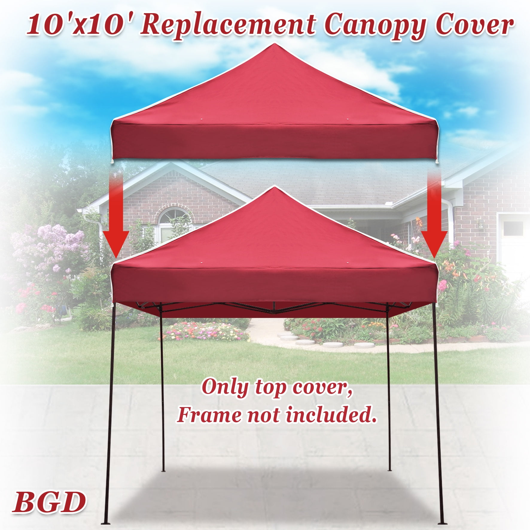 Sunny 10ft x 10ft Burgundy Instant Pop Up Canopy, Polyester