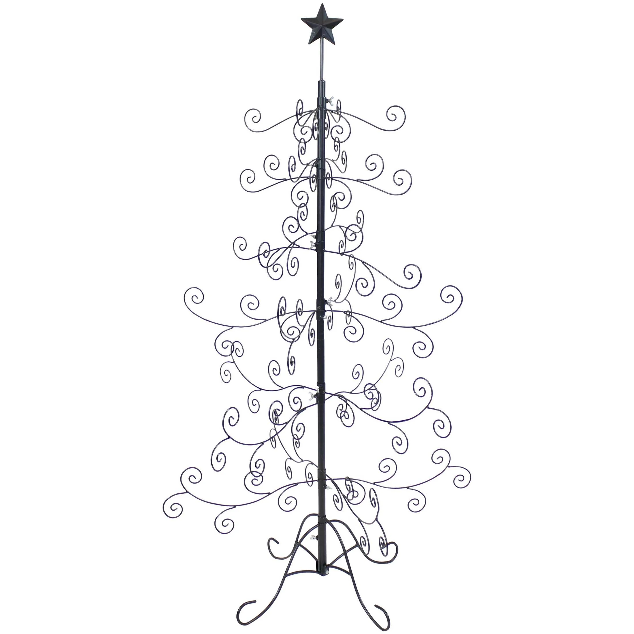 Sunnydaze Noelle Christmas Tree Ornament Display with Hooks 5 ft, Black