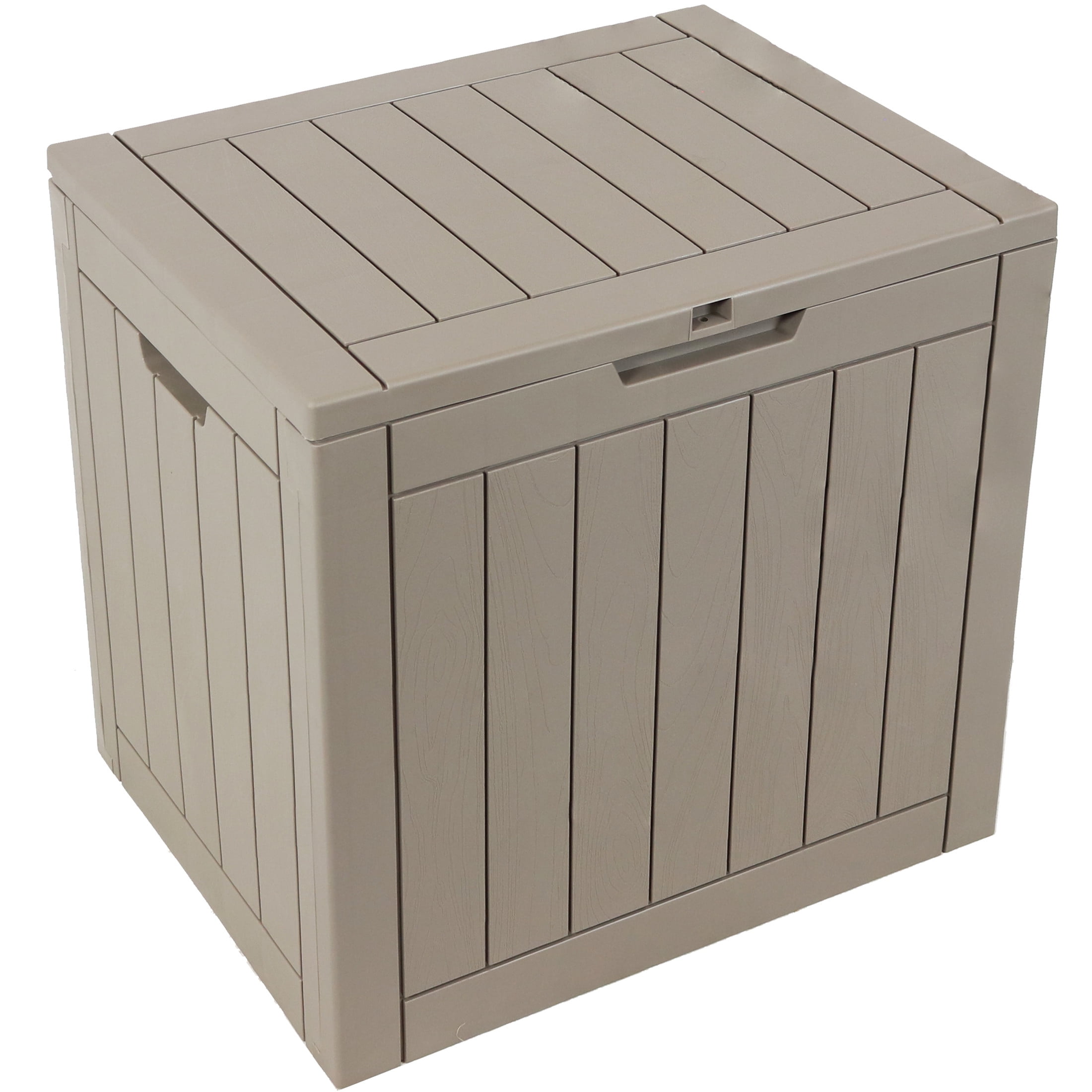 Sunnydaze Outdoor Faux Wood 32-Gallon Resin Deck Storage Box with Lockable Lid, Driftwood