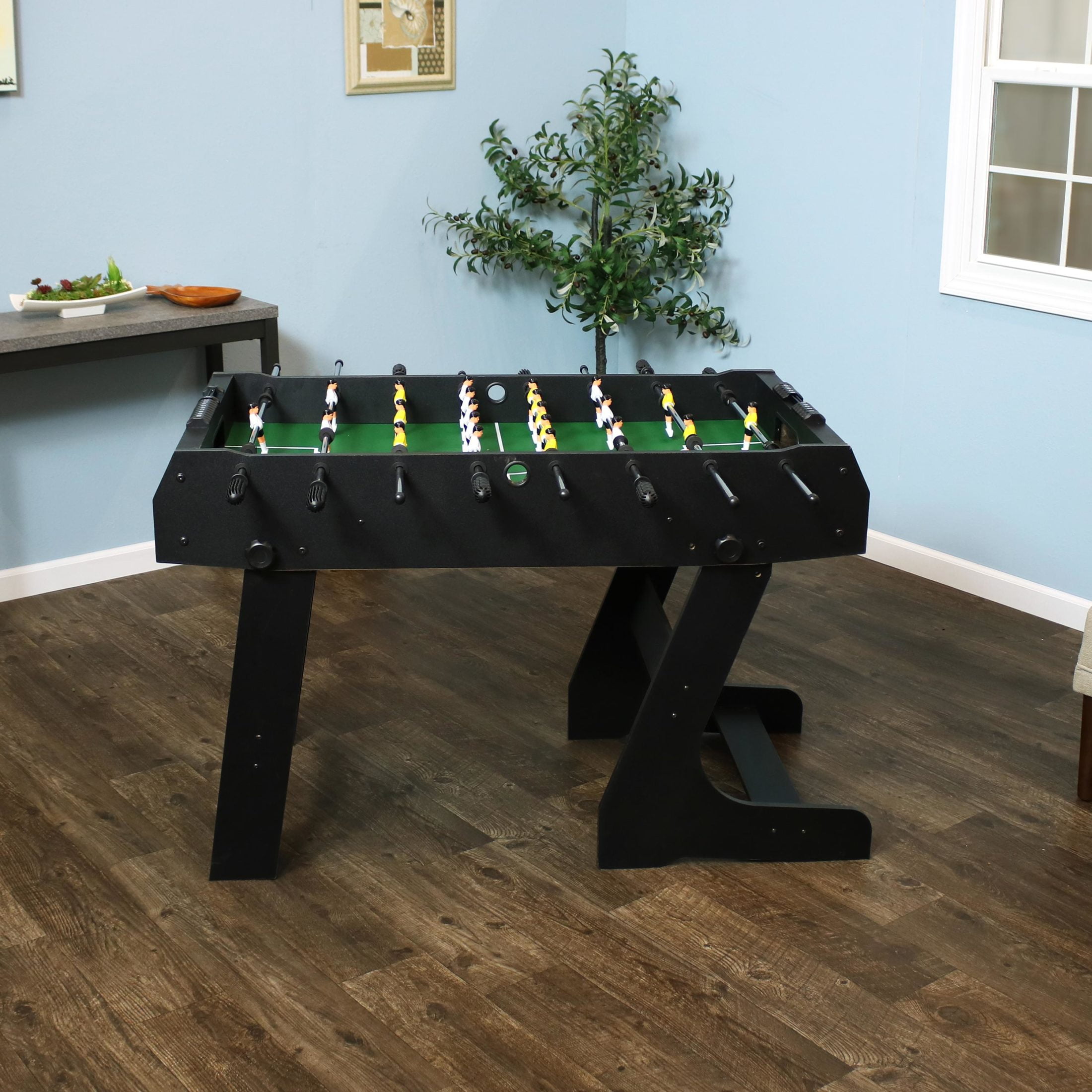 Sunnydaze 2-Player Folding Indoor Foosball Table, Black