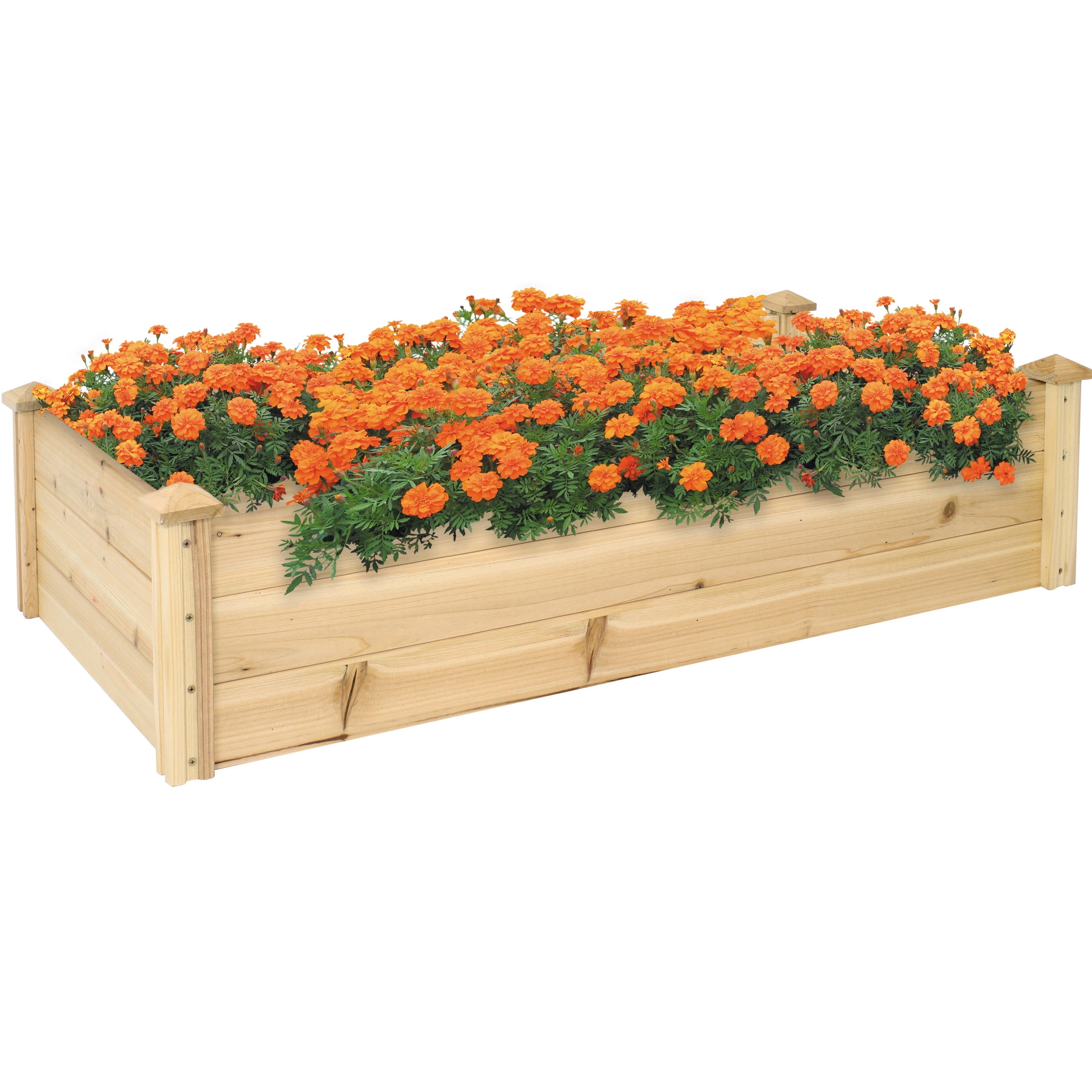 Sunnydaze 24" x 48.25" x 12.25" Rectangular Natural Wooden Outdoor Raised Garden Bed