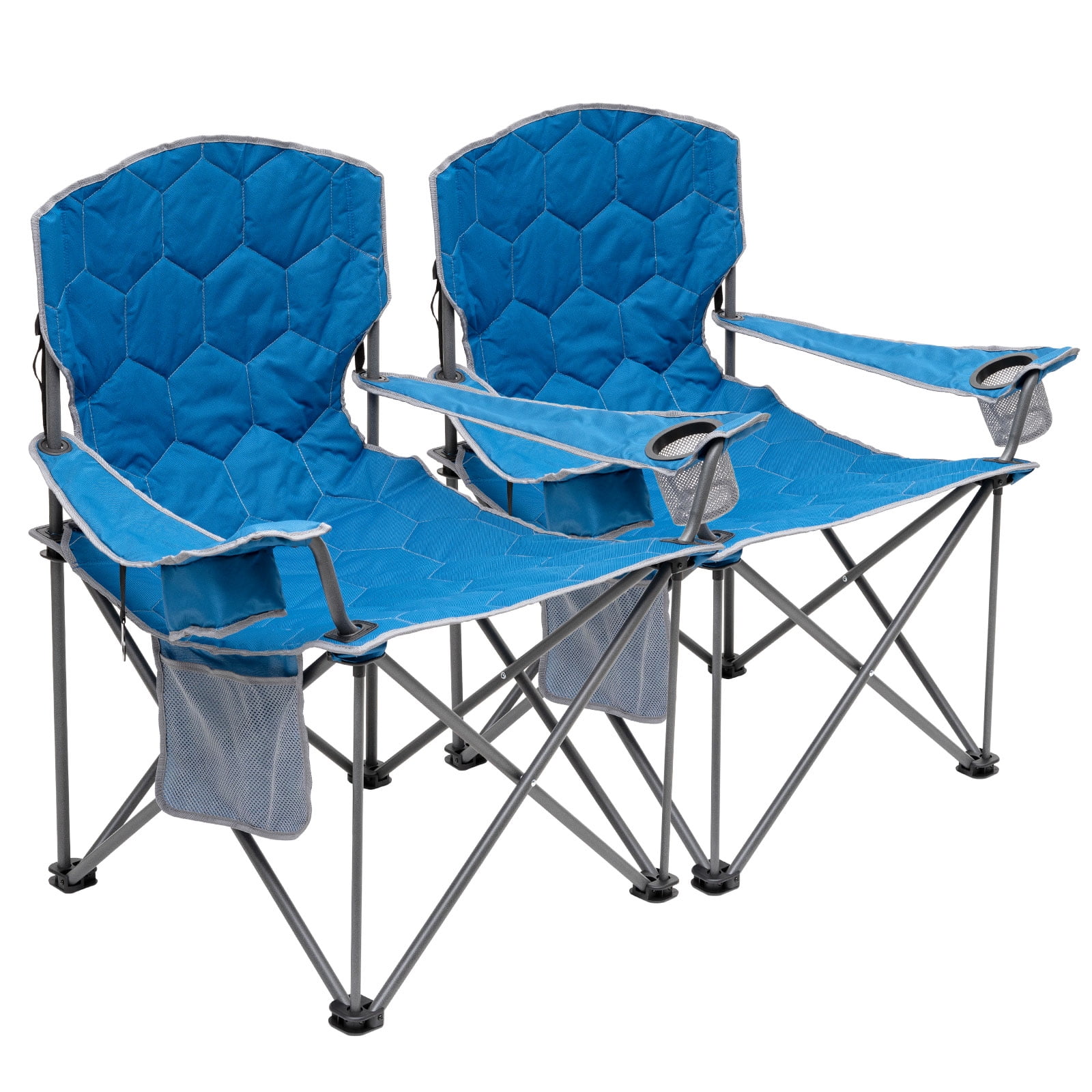 Sunnyfeel XXL Folding Outdoors Steel Camping Chair, Heavy Duty 227KG, Ideal for Tall People, 2 Pack, Blue