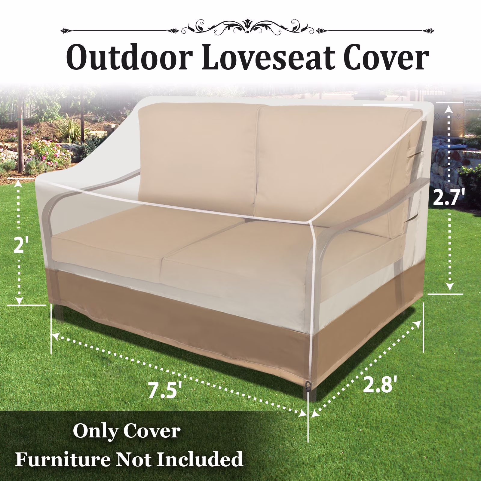 Sunrise Outdoor Patio Sofa Bench Cover, Furniture Protector