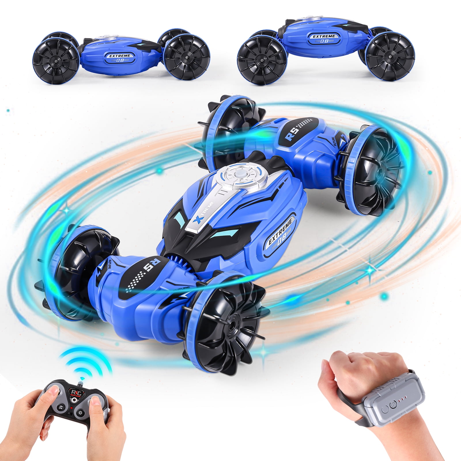 Super Joy RC Car for Kids 2.4 GHz Remote Control Boat Waterproof RC Monster Truck Stunt Car All Terrain Water Beach Pool Toy