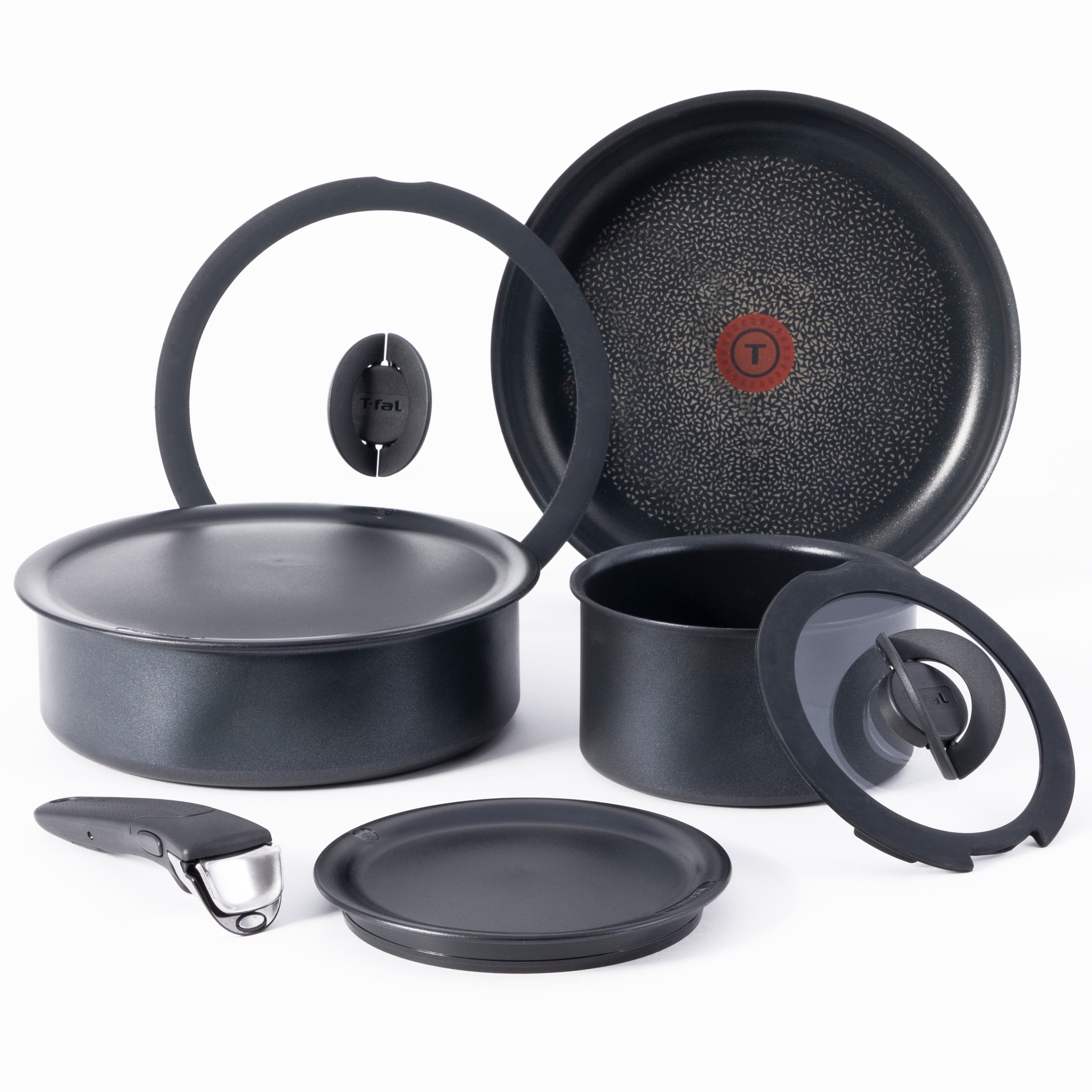 T-fal Ingenio Expertise, Nonstick Cookware Set, 8 Piece, Induction Oven Safe 500F, RV, Detachable Handle, Black