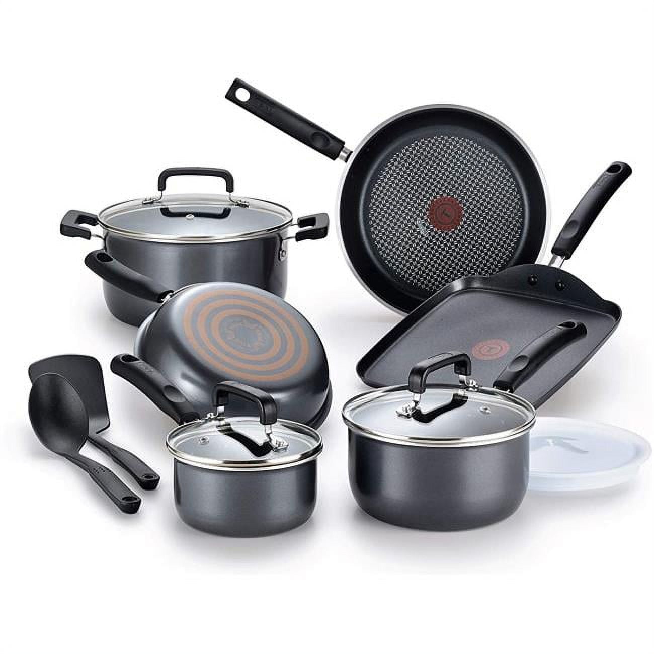 T-fal Signature, Nonstick Aluminum Cookware Set, 12 Piece, Black