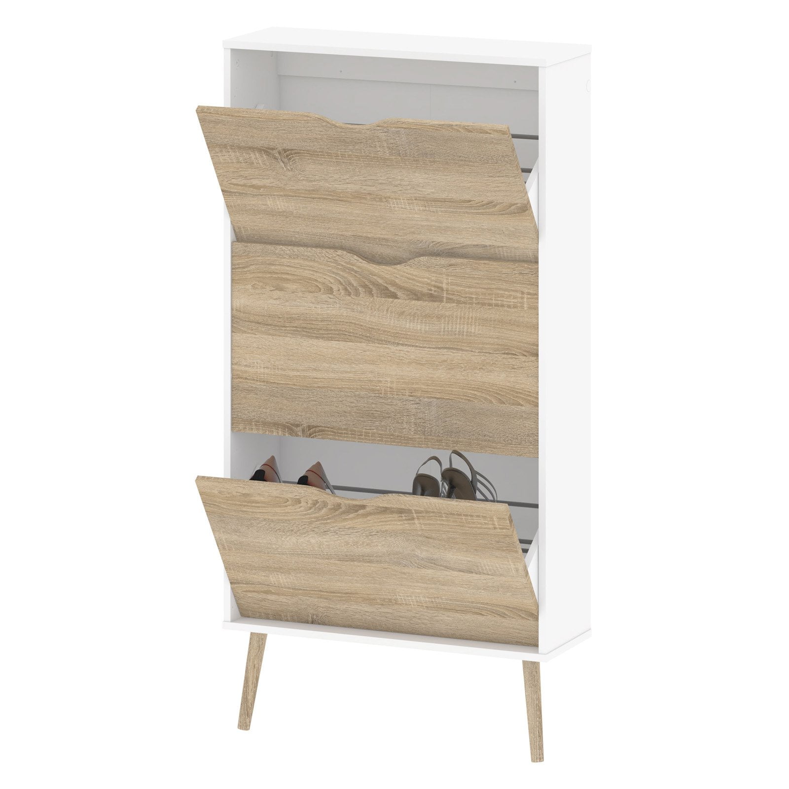 Tvilum Diana 3-Drawer Shoe Accent Cabinet, White/Oak Structure