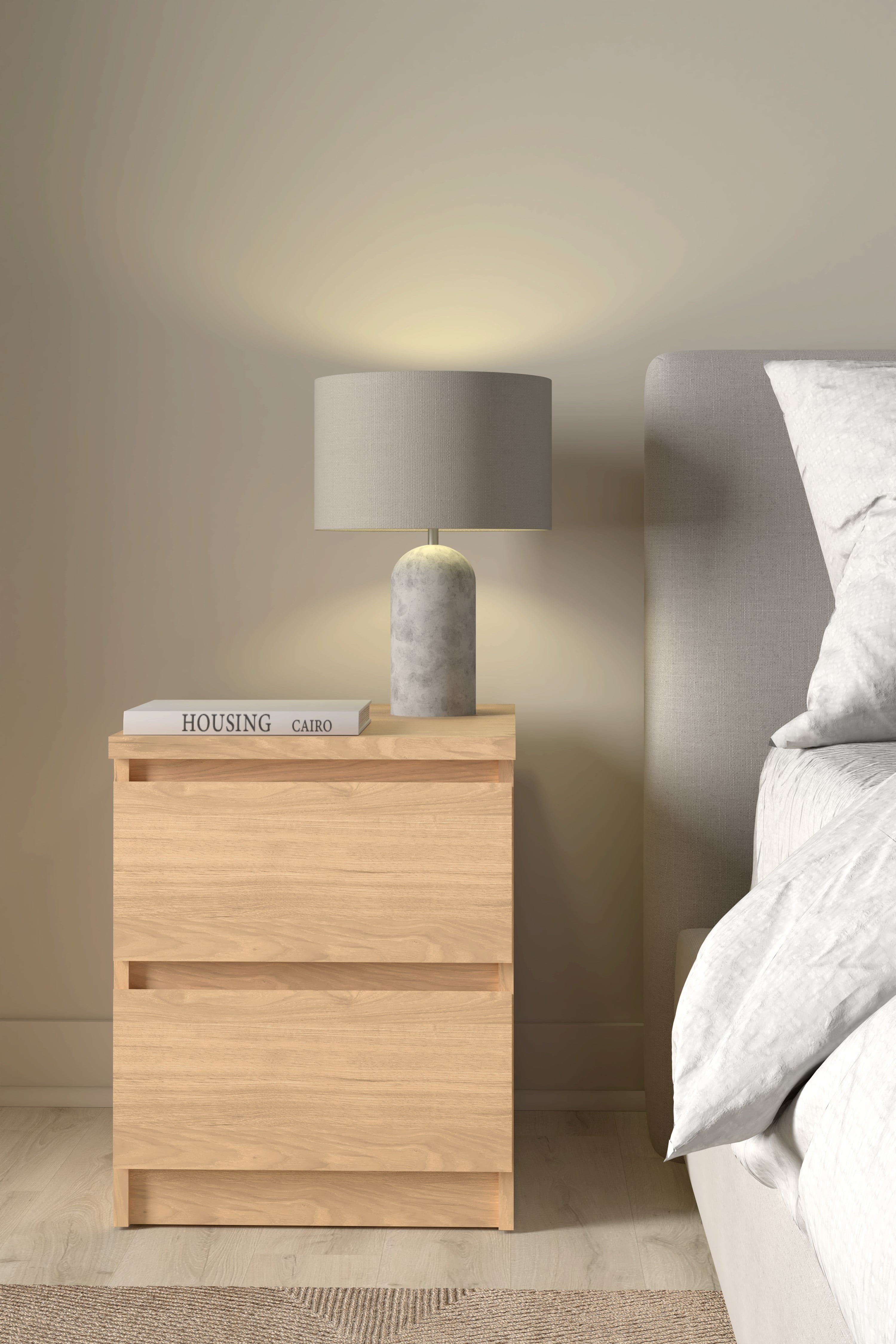 Tvilum Scottsdale 2 Drawer Bedroom Nightstand for Adults, Jackson Hickory