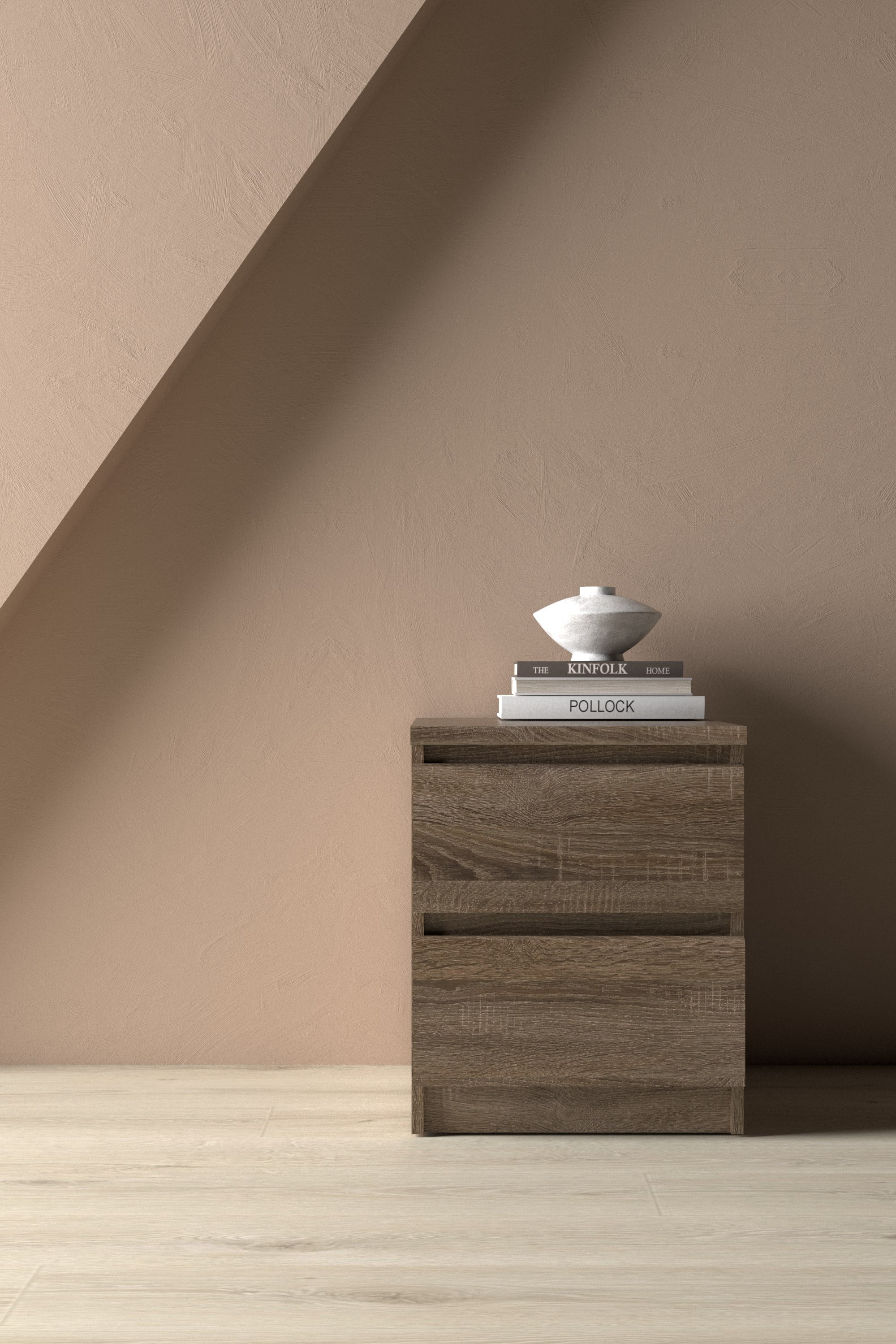 Tvilum Scottsdale 2 Drawer Bedroom Nightstand for Adults, Truffle Oak