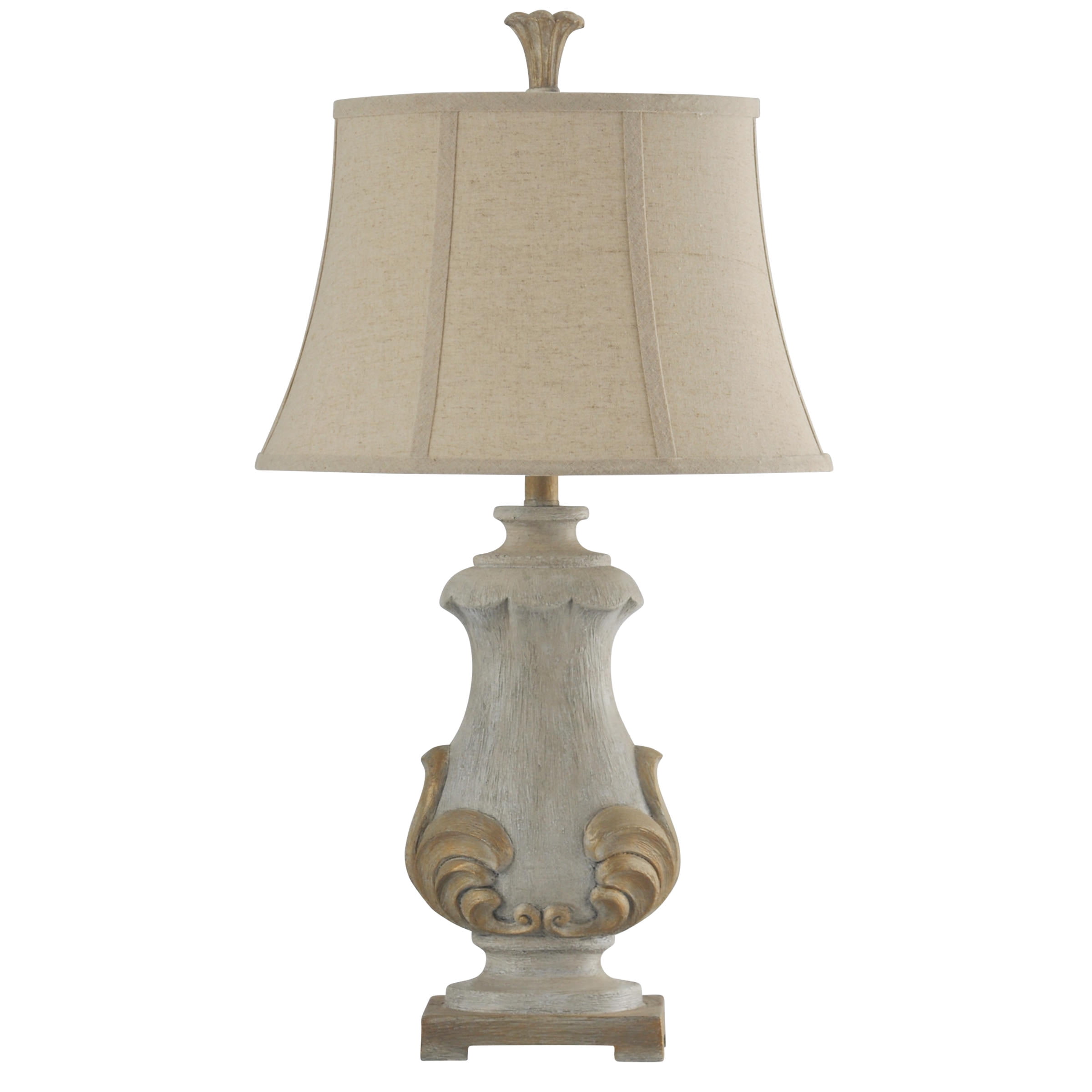 Table Lamp - Chrystal Cream Finish - Beige Softback Fabric Shade