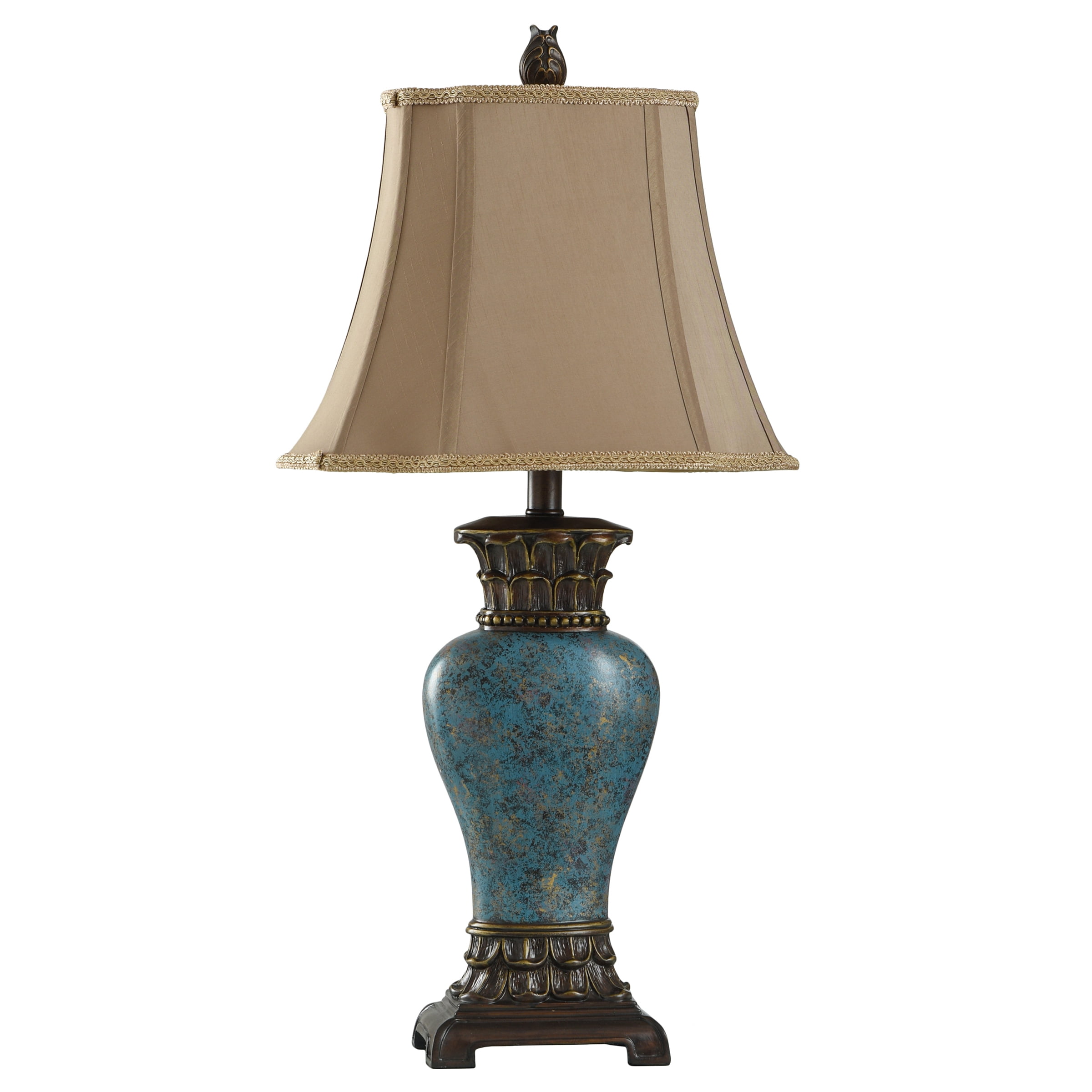 Table Lamp - Taupe Fabric Shade - Blue, Brown, Bronze, Gold Finish